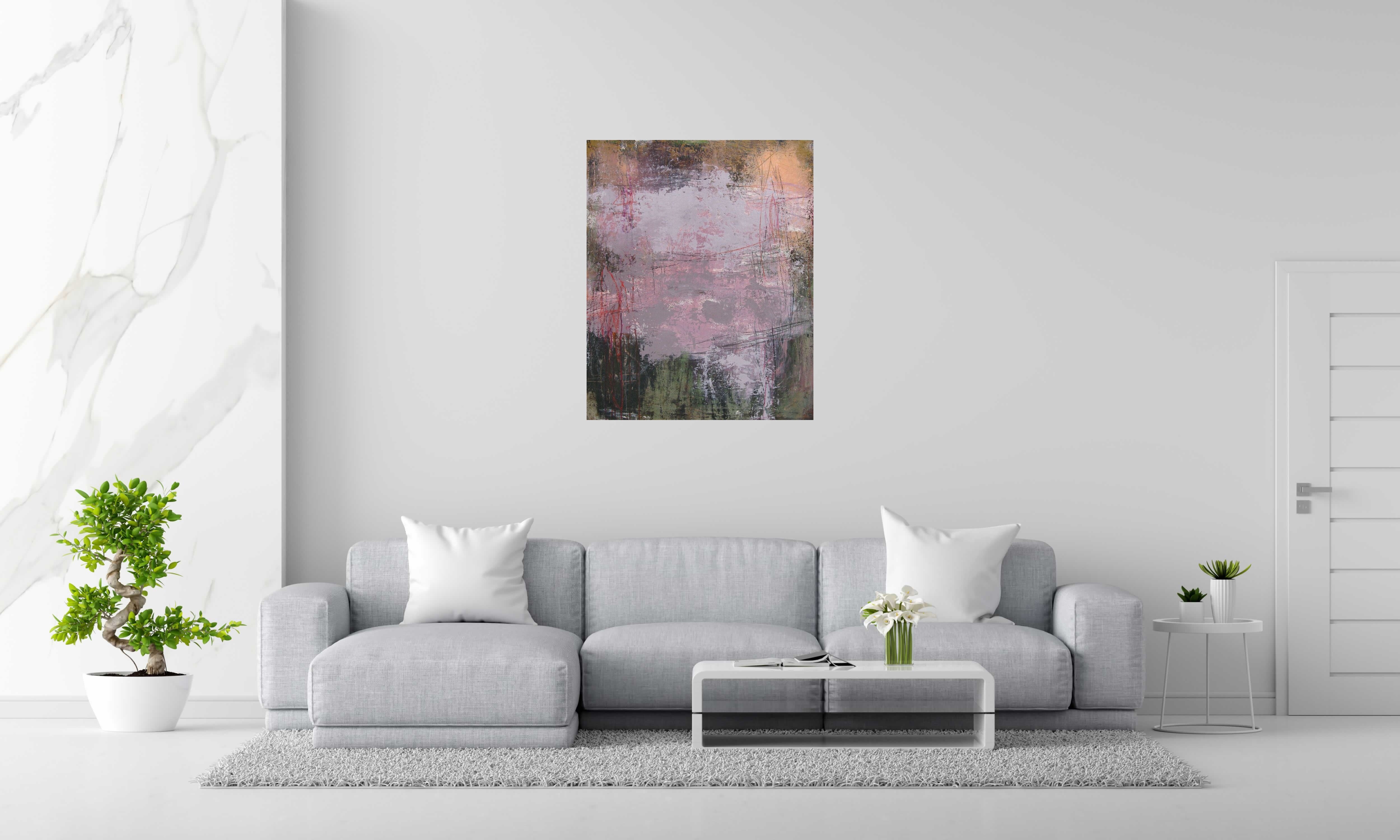 Peinture Nuances Violine de TANIA CARRARA dans un intérieur – 81 × 100 cm