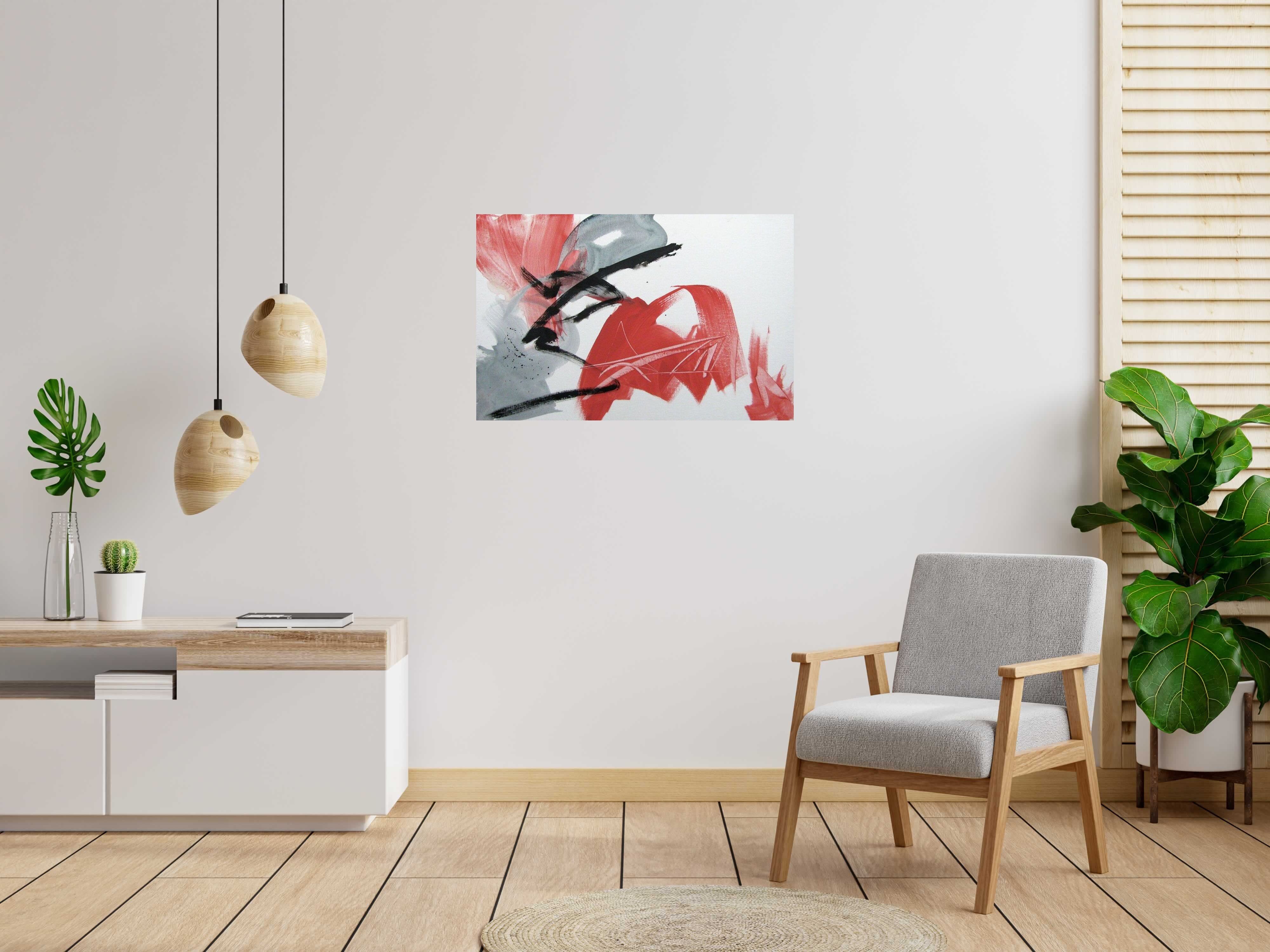 Peinture SANS TITRE de JM BARROIS dans un intérieur – 65 × 100 cm