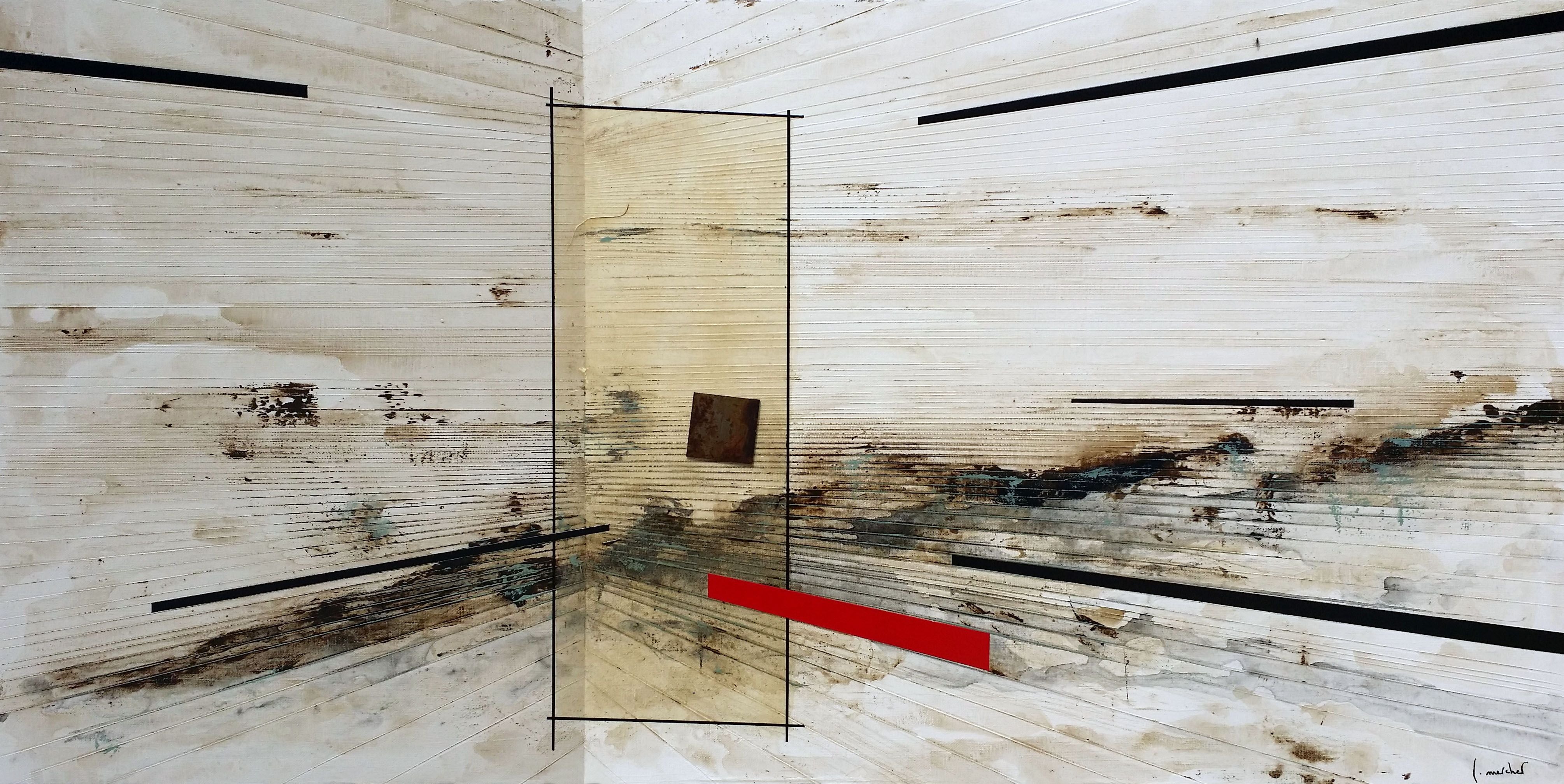 Peinture abstraite grande taille FRAGMENTS – LUDOVIC MERCHER – 120 × 60 cm