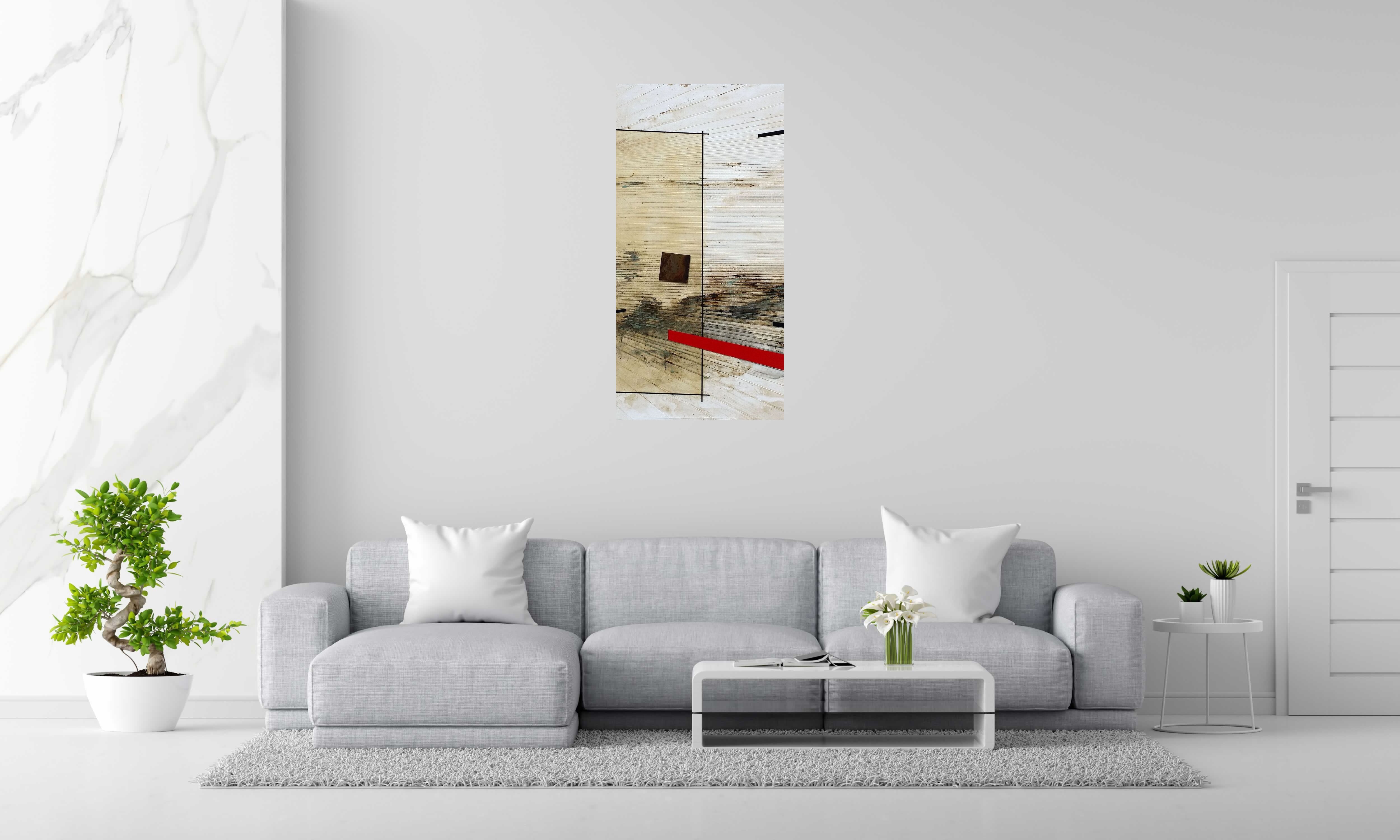 Peinture FRAGMENTS de LUDOVIC MERCHER dans un intérieur – 120 × 60 cm