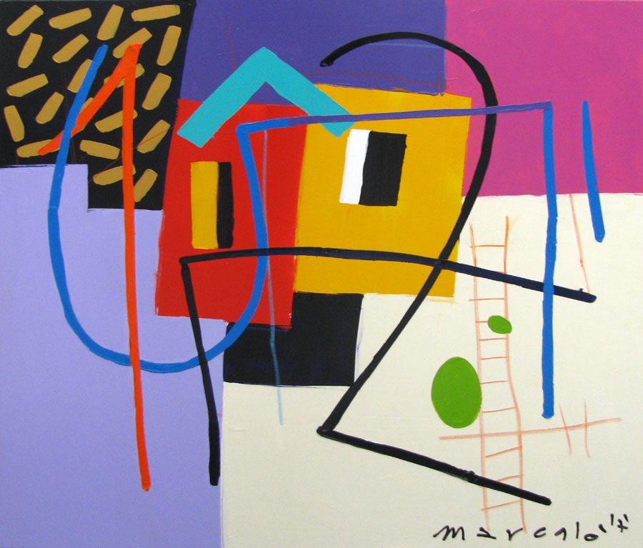 Peinture abstraite grande taille ESPACIOS – MARCELLO CID SAINT JEAN – 100 × 100 cm