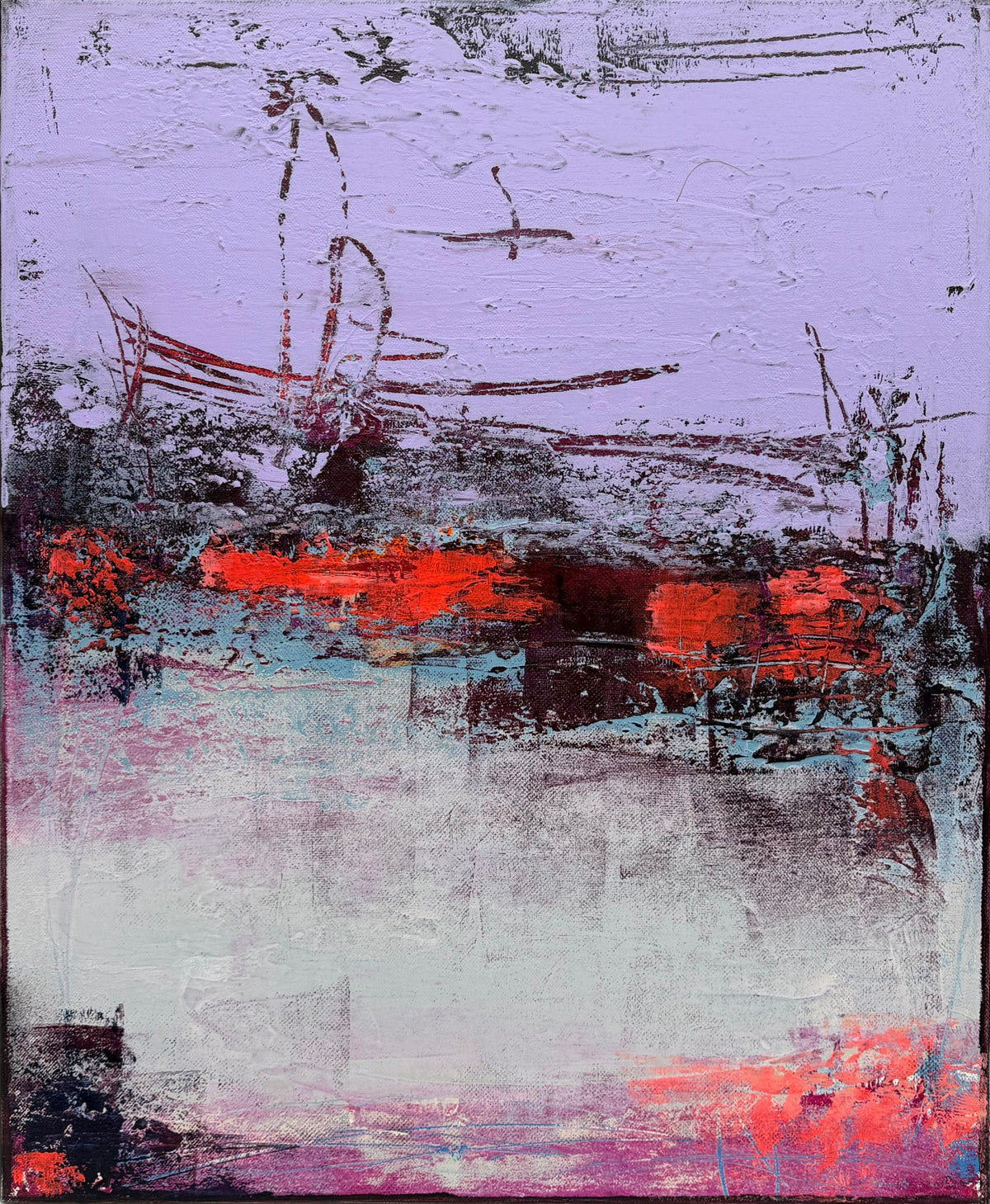 Peinture abstraite acrylique sur toile de Tania Carrara, Nuances Guimauves, 50 x 61 cm