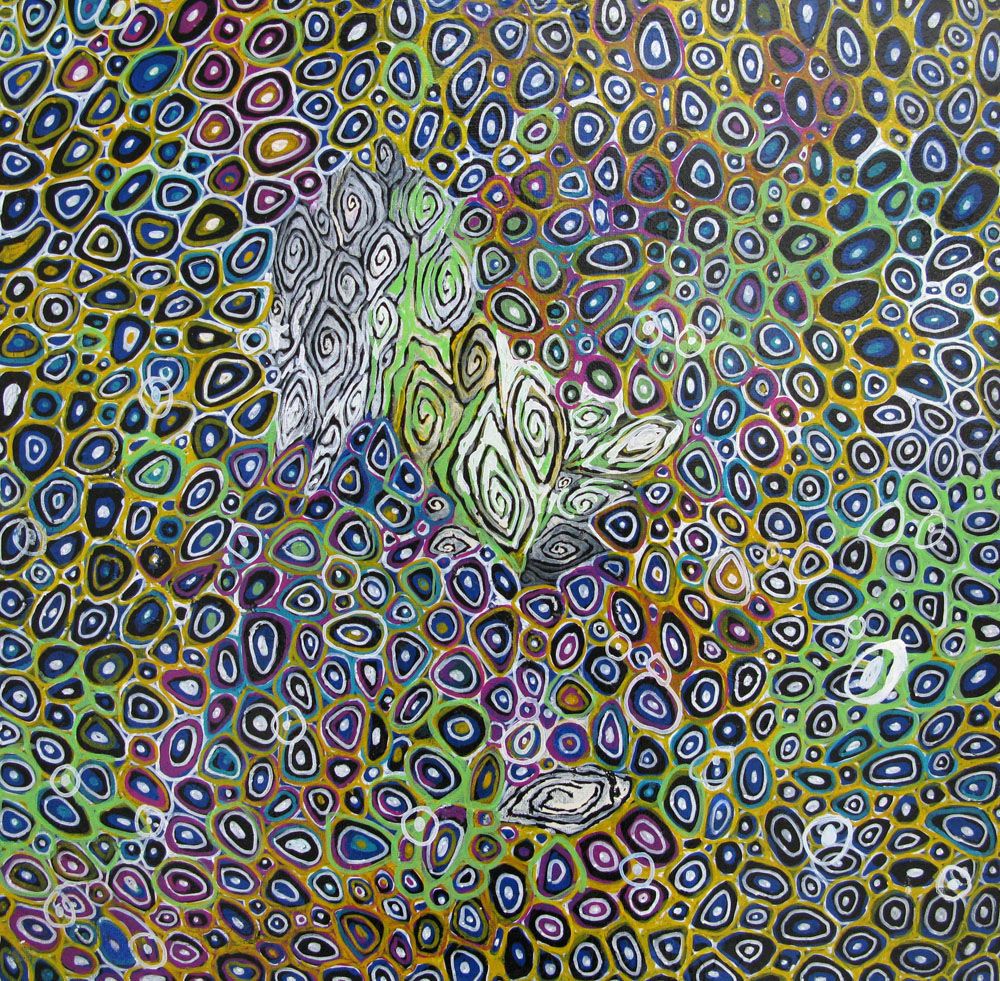 Peinture abstraite moyen format MICROCOSME 12 – JAVIER RAMIREZ – 50 × 50 cm