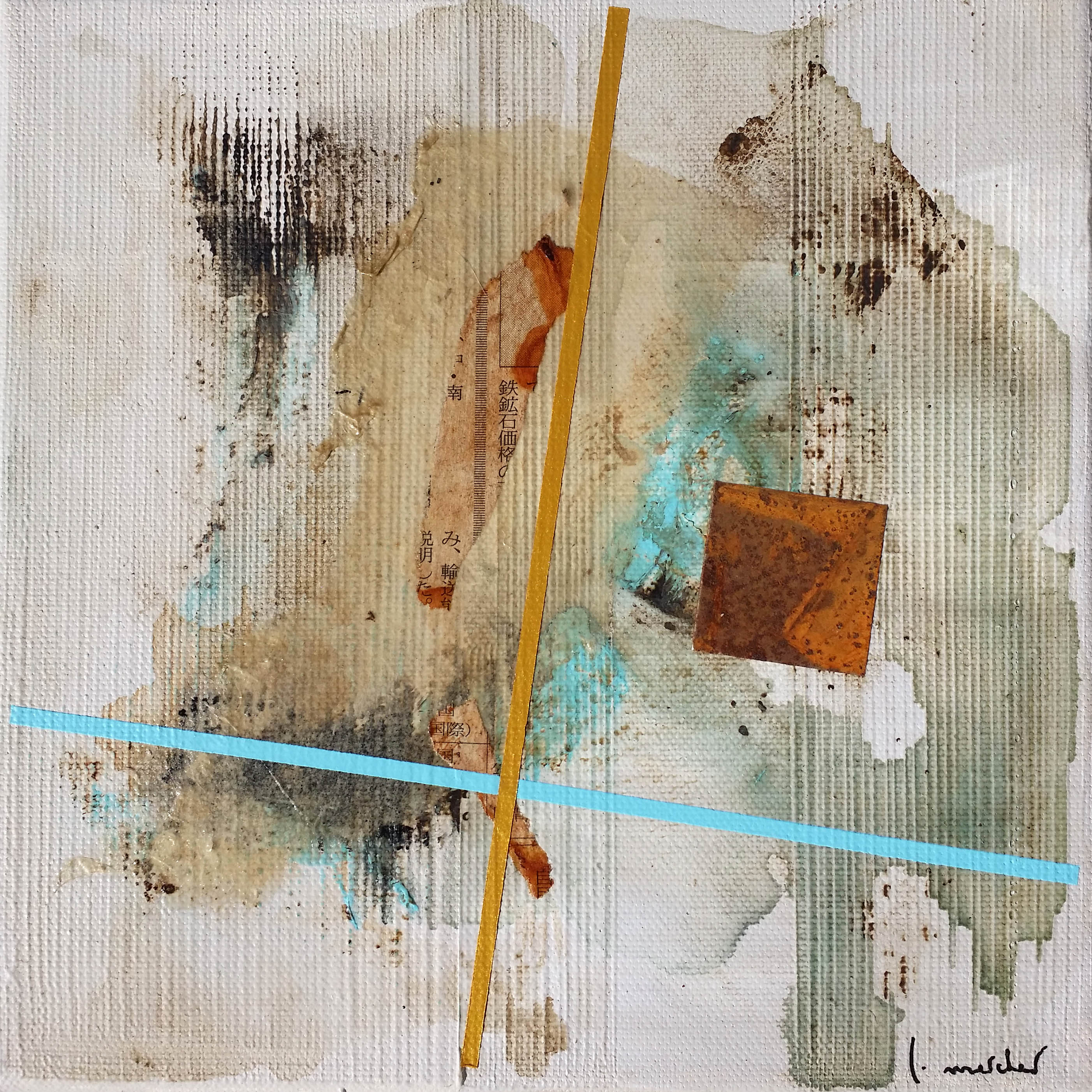 Peinture abstraite petit format COMPOSITION – LUDOVIC MERCHER – 20 × 20 cm
