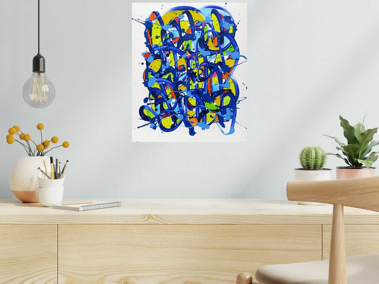 Peinture Noname E53 de STEPHANE RIME dans un intérieur – 38 × 46 cm
