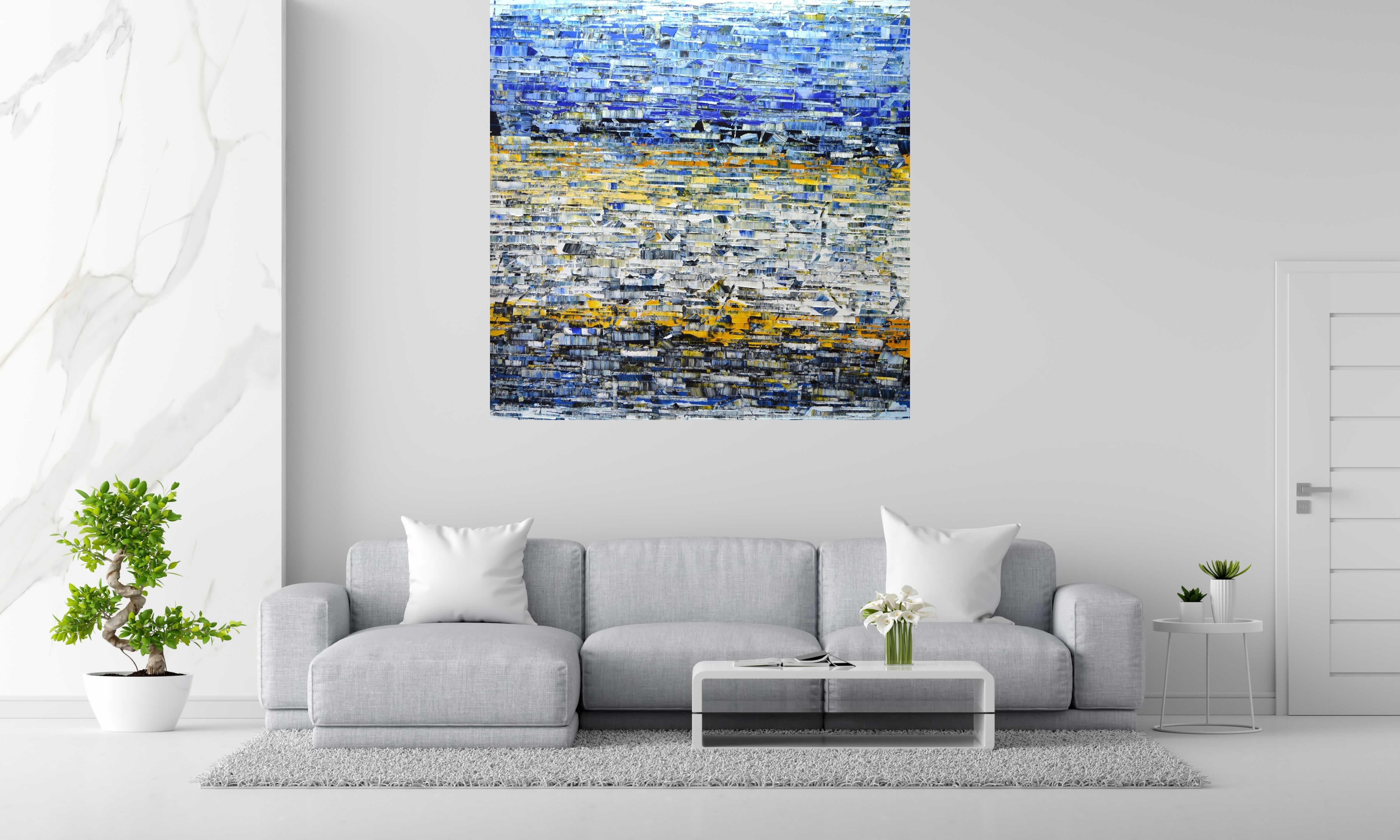Peinture Peinture 03-2025-21 de ALAIN BECANNE dans un intérieur – 150 × 150 cm