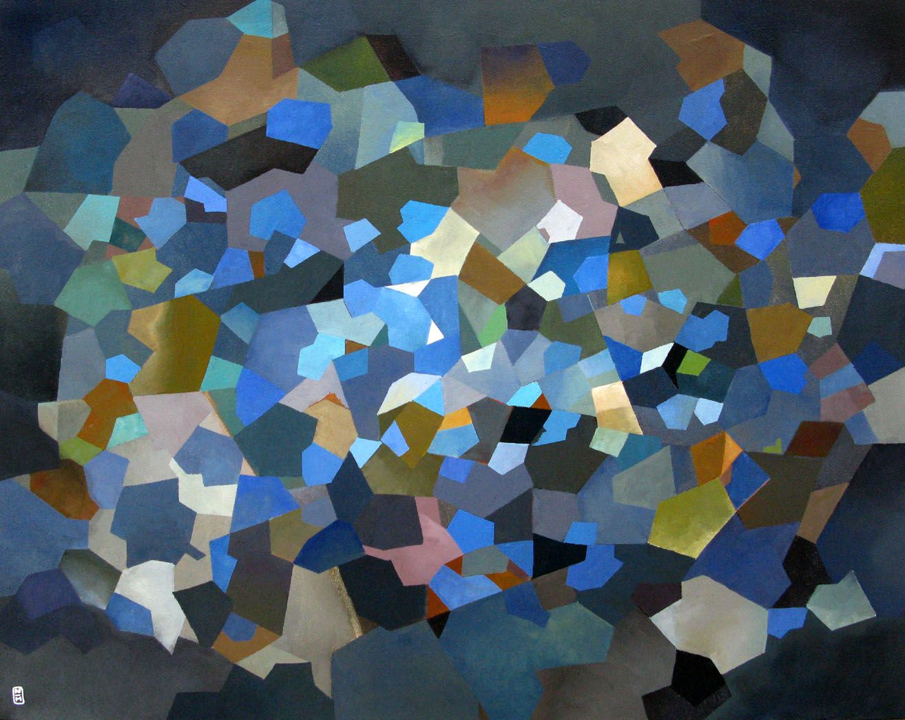 Peinture abstraite très grand format LE LAC – N MAFFRE – 120 × 100 cm
