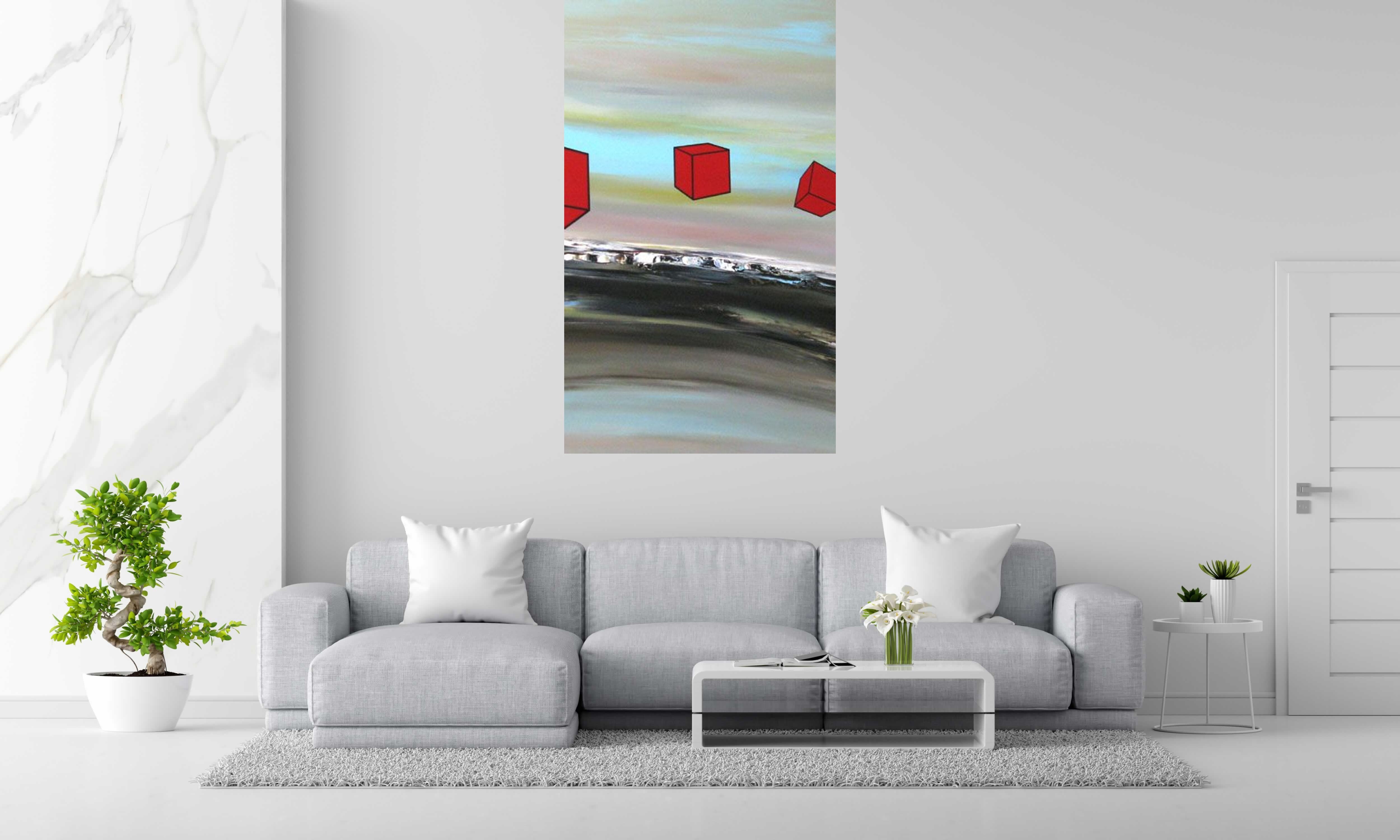 Peinture VERS D'AUTRES PAYSAGES de RUELLE-MERCHER dans un intérieur – 162 × 97 cm