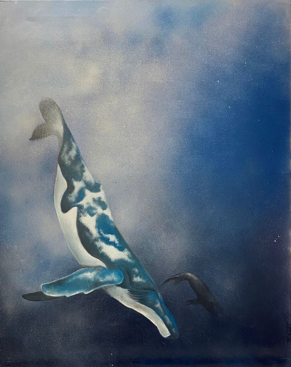 Peinture figurative format xxl bleu Océan 05 – BDODET – 92 × 73 cm