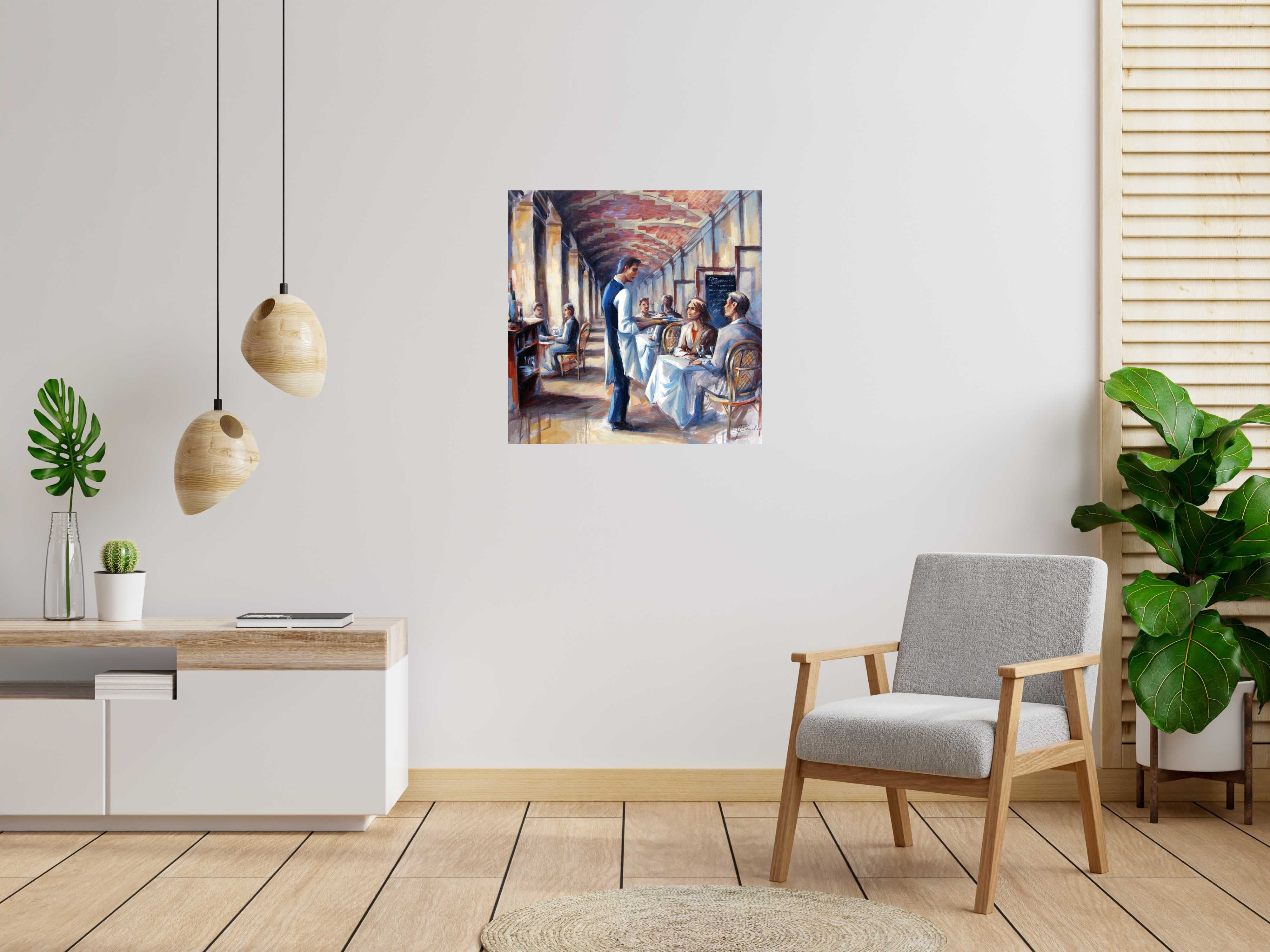 Peinture RESTAURANT PLACE DES VOSGES de JEFF BAILEY dans un intérieur – 80 × 80 cm