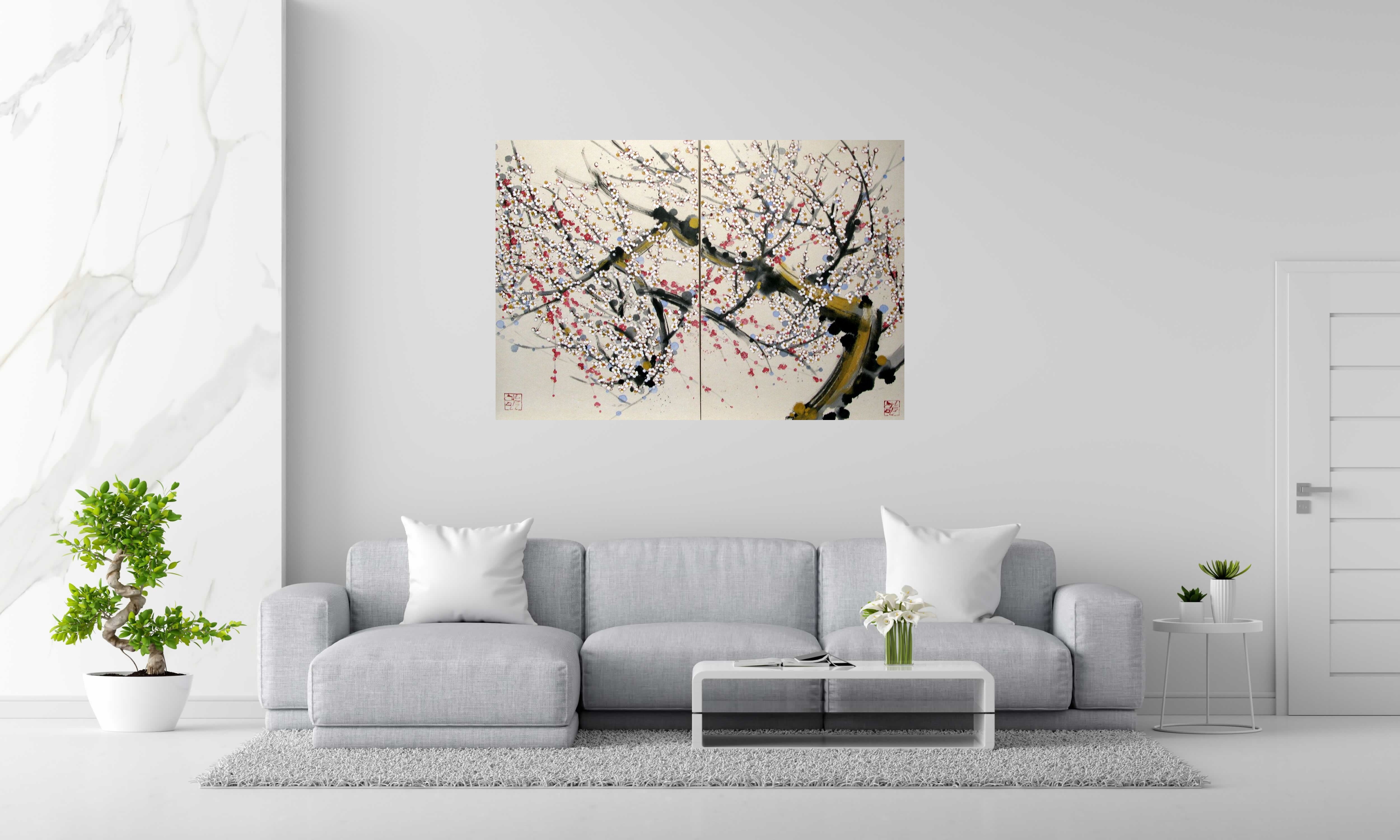 Peinture DYPTIQUE - Félicité de JEONG MIN LEE dans un intérieur – 146 × 100 cm