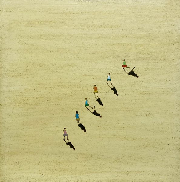 Peinture figurative format xxl Boys and girls online – MARCOS ZRIHEN NOWOTNY – 80 × 80 cm