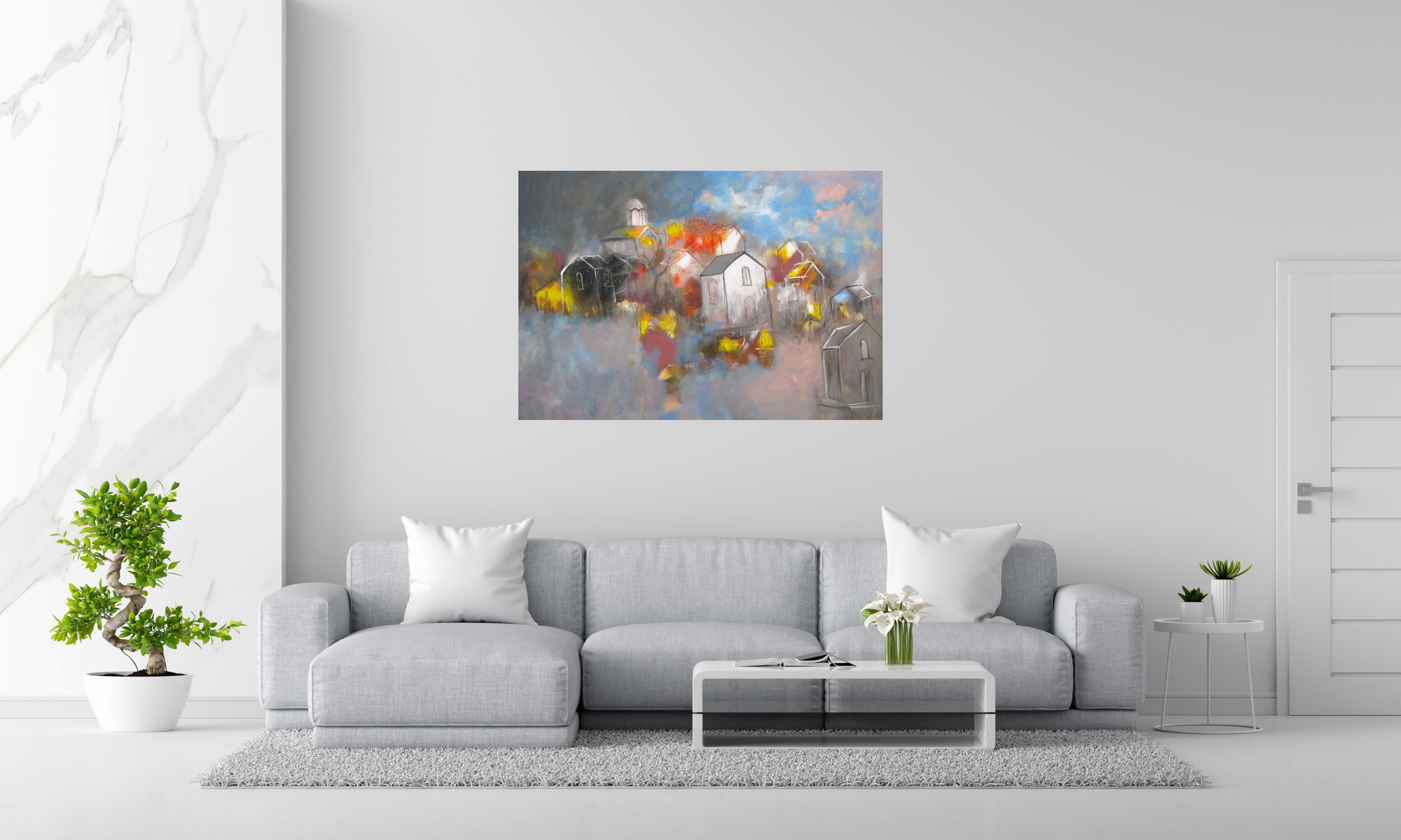 Peinture SELO D de IVAN TZONEV dans un intérieur – 89 × 130 cm