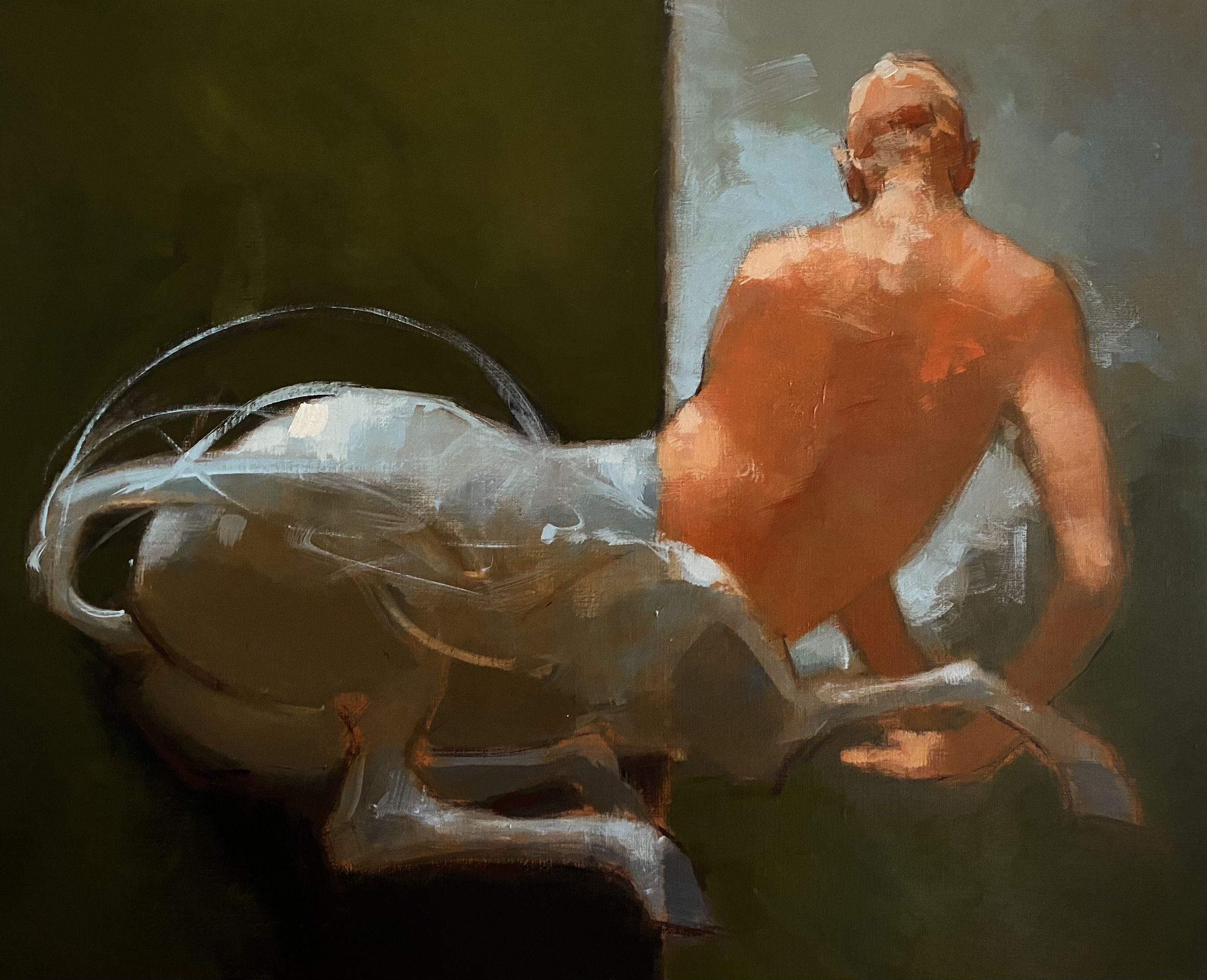 Peinture figurative grand format Dissociated Centaur – OLIVIER MASSEBEUF – 100 × 81 cm