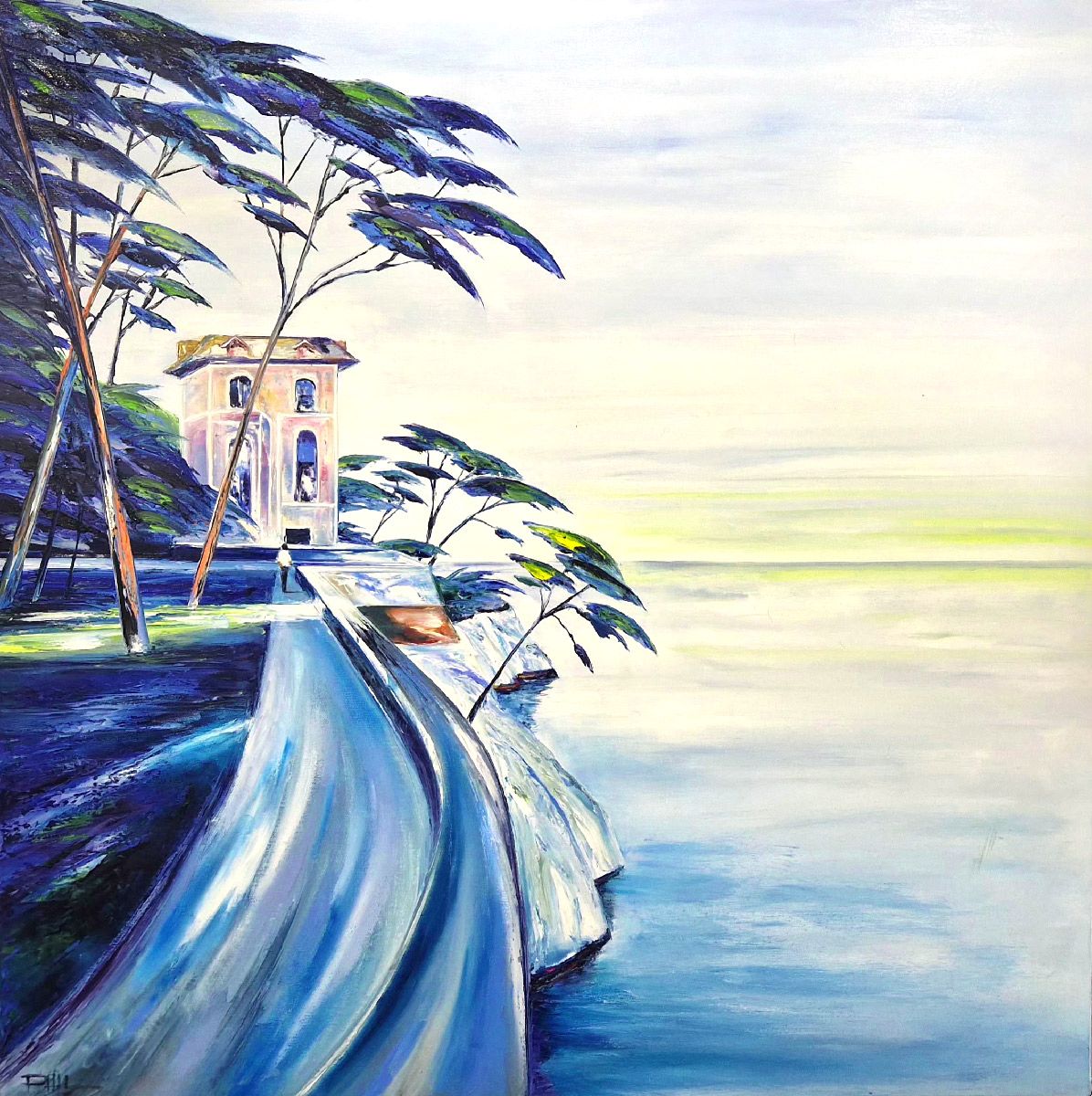 Peinture figurative grand format Mon plaisir – PHIL – 80 × 80 cm