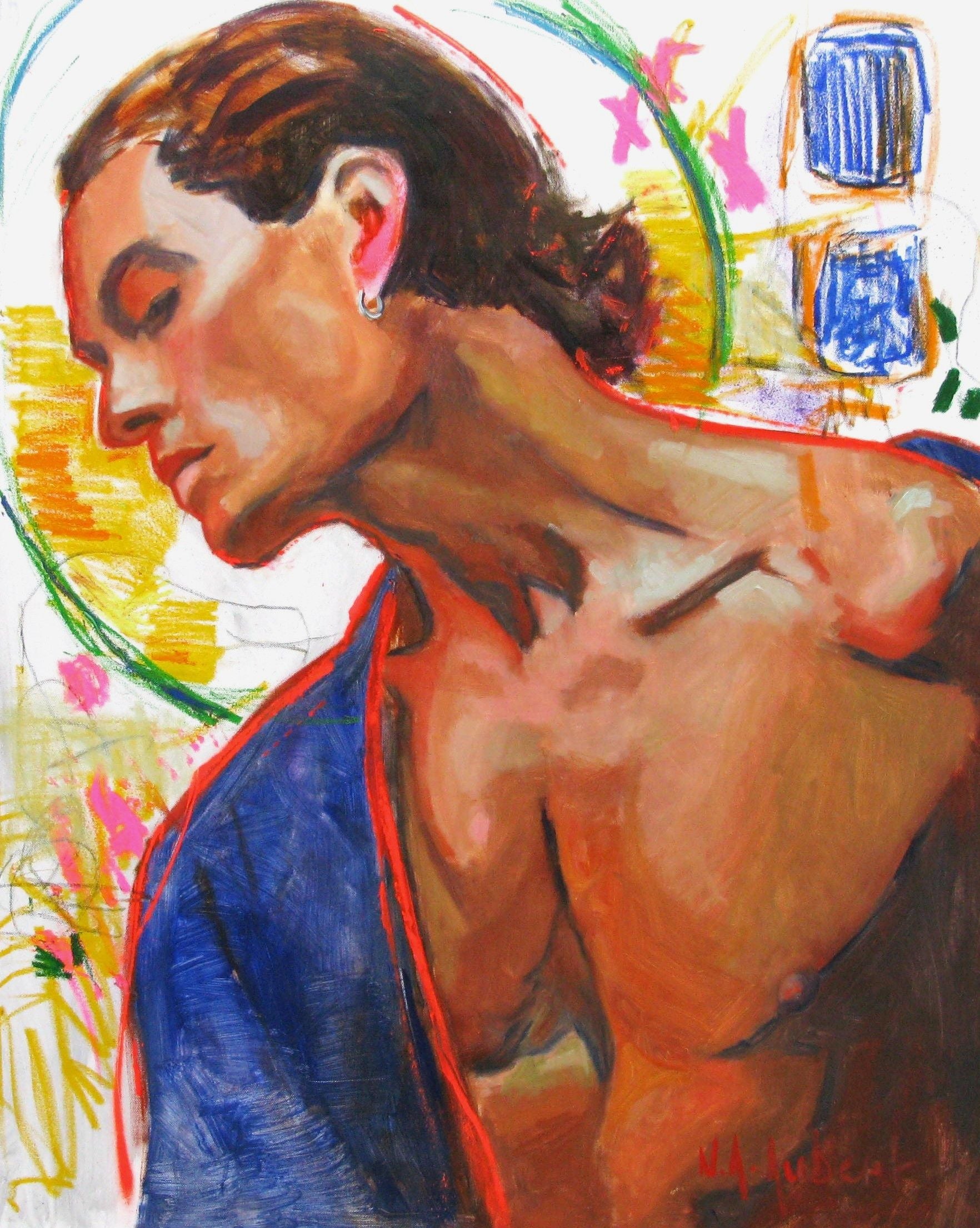 Peinture figurative grande taille Instinct – NAWEL AUBERT – 80 × 100 cm