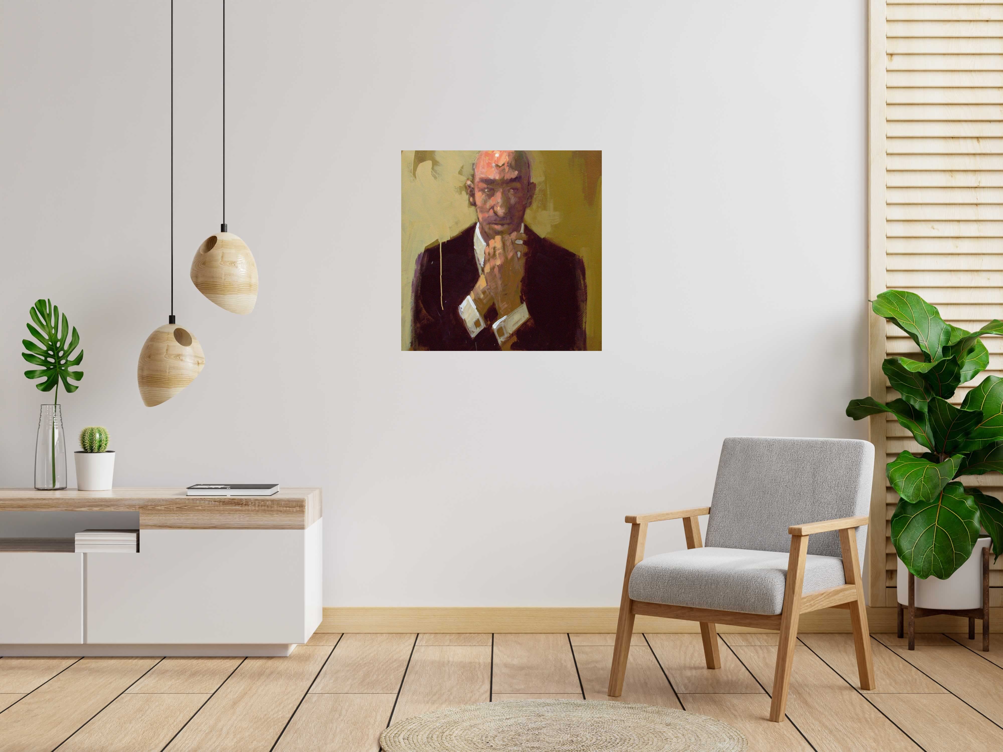 Peinture CORPORATION de OLIVIER MASSEBEUF dans un intérieur – 80 × 80 cm