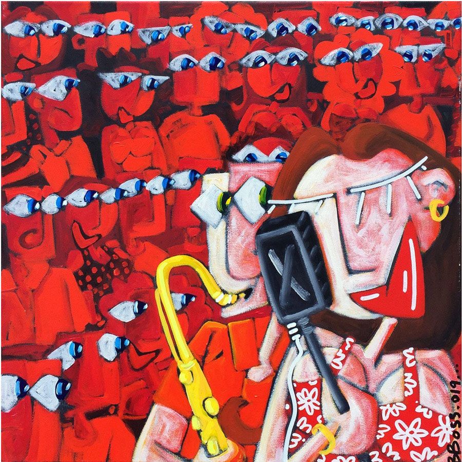 Peinture figurative moyen format DIVA – B BOSS – 50 × 50 cm