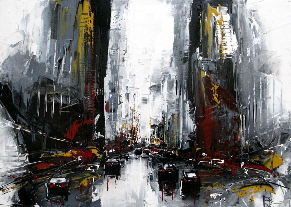 Peinture figurative moyen format BROADWAY – F. BOUTET – 65 × 92 cm