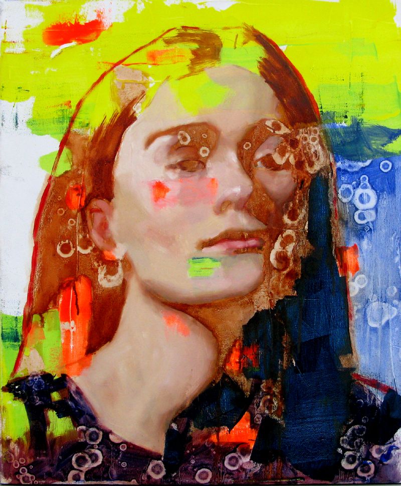 Peinture figurative moyen format Reverie – NAWEL AUBERT – 50 × 60 cm