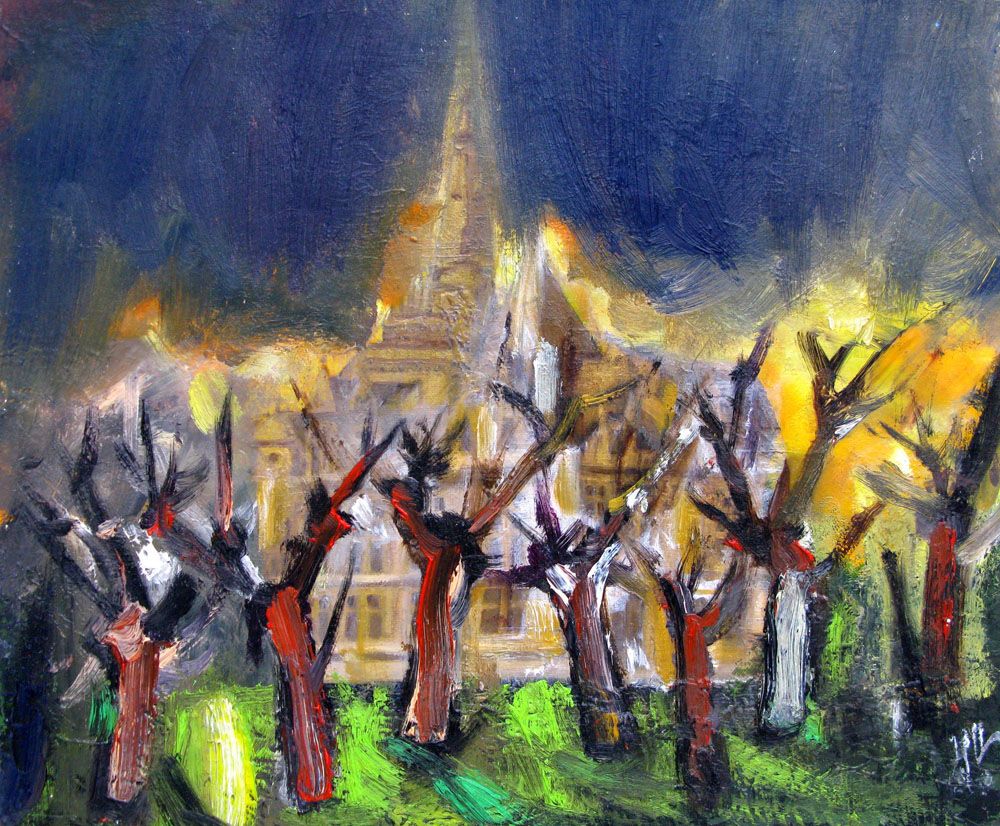 Peinture figurative petit format PARC-M2 – IVAN TZONEV – 38 × 46 cm