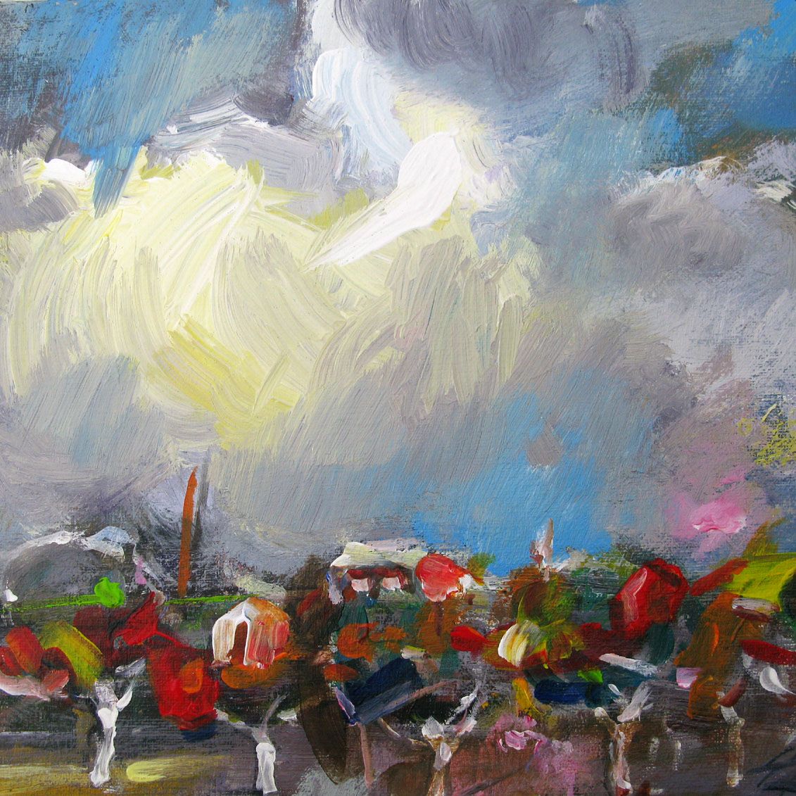 Peinture figurative petit format Park-1 – IVAN TZONEV – 30 × 30 cm