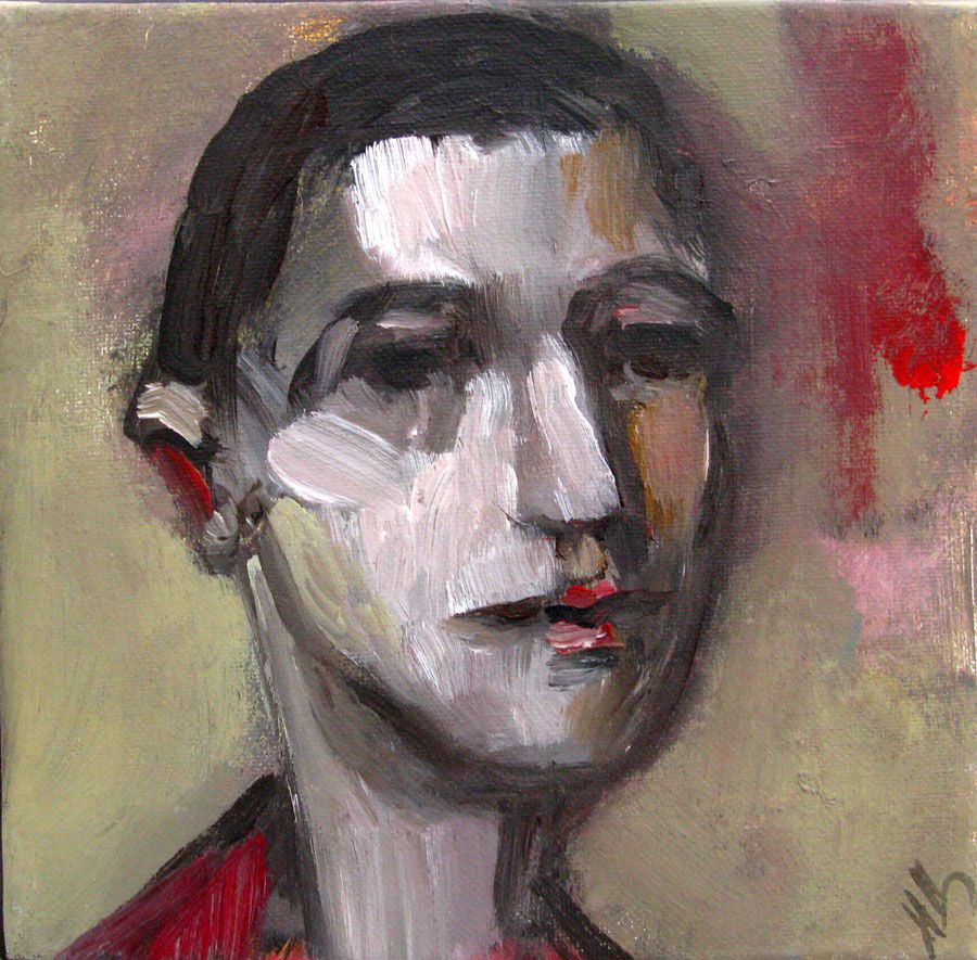 Peinture figurative petit format TETE 4 – IVAN TZONEV – 20 × 20 cm