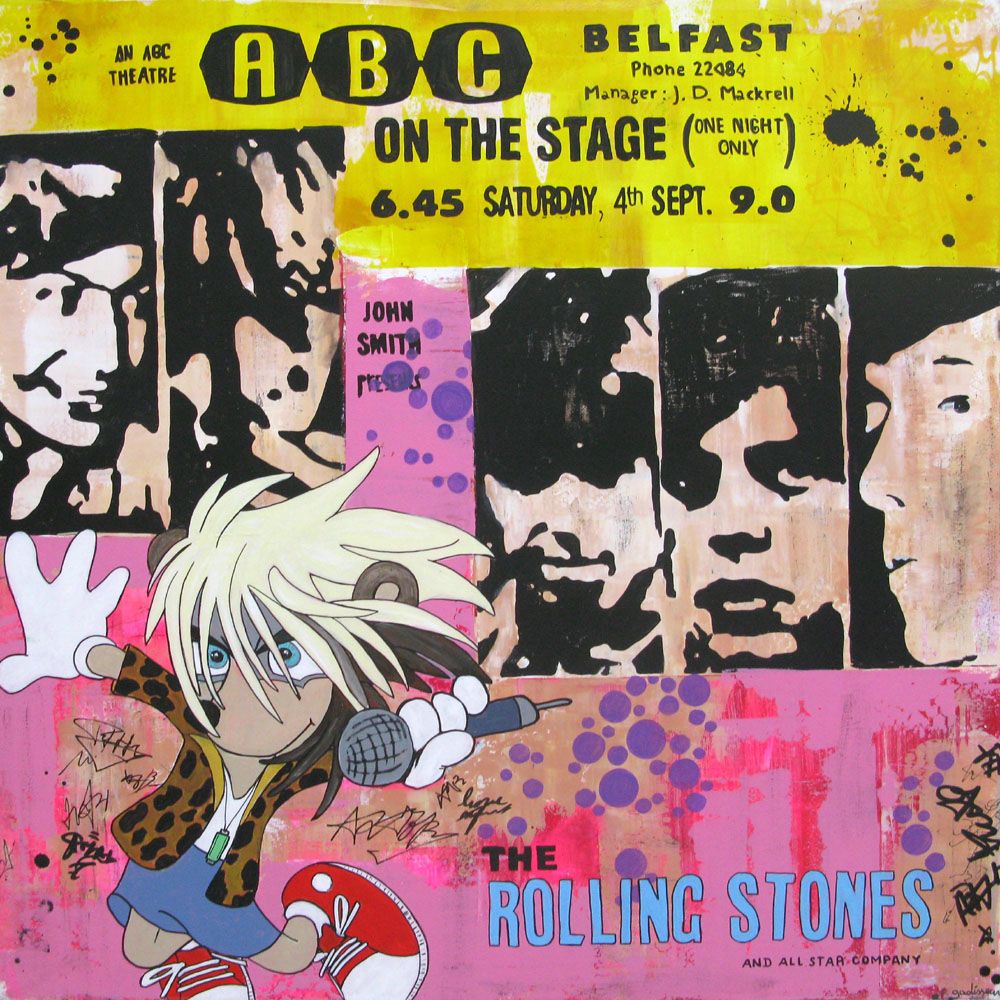 Peinture format xxl THE ROLLING STONES – PATRICIA GADISSEUR – 100 × 100 cm
