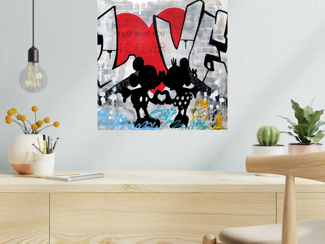 Peinture I just want you de PATRICIA GADISSEUR dans un intérieur – 50 × 50 cm