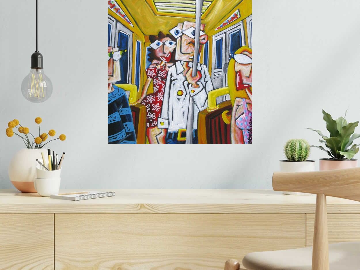 Peinture LIGNE 13 de B BOSS dans un intérieur – 50 × 50 cm