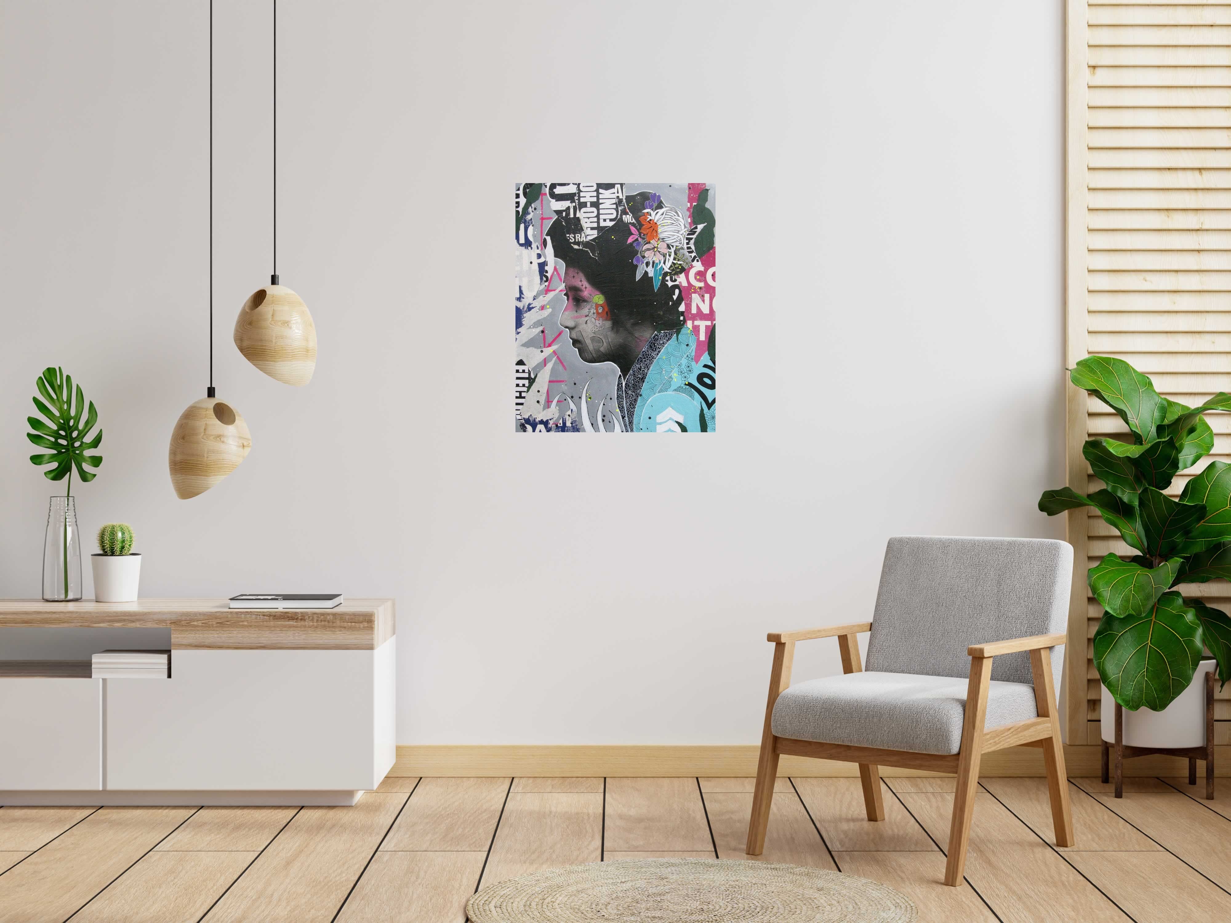 Peinture FAKE ART de LN LE PAPE dans un intérieur – 81 × 65 cm
