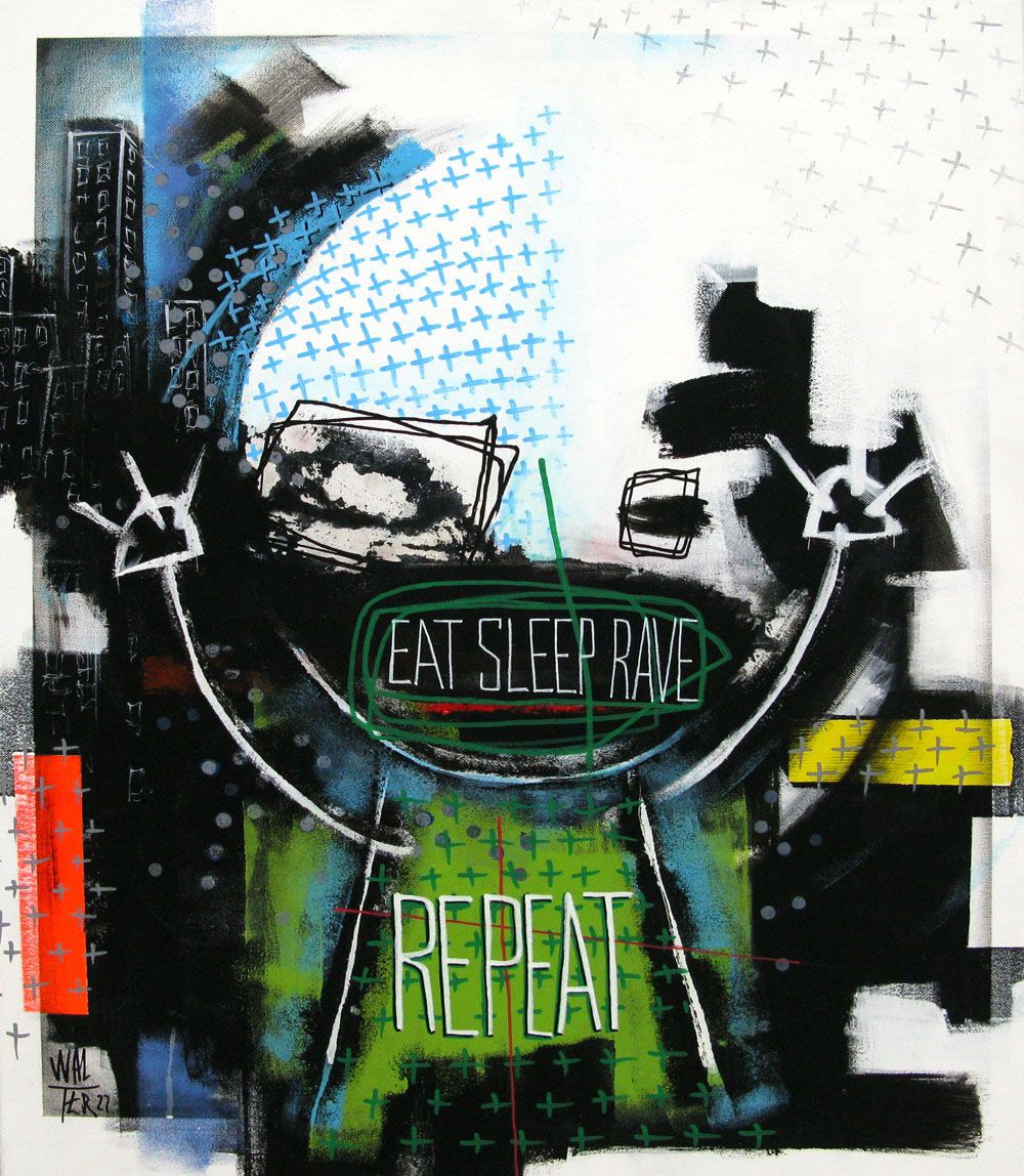 Peinture graphique moyen format REPEAT – WALTER – 81 × 65 cm