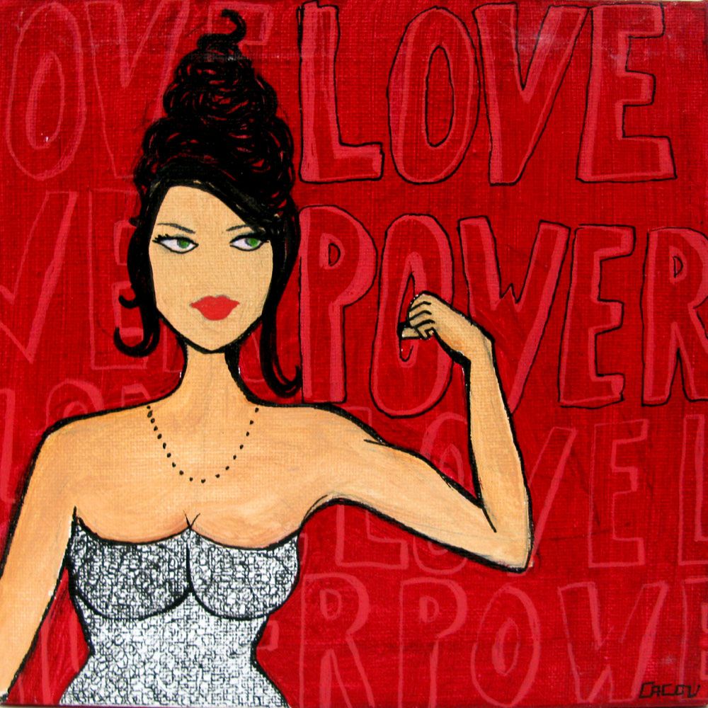 Peinture graphique petit format LOVE POWER – CACOU – 20 × 20 cm