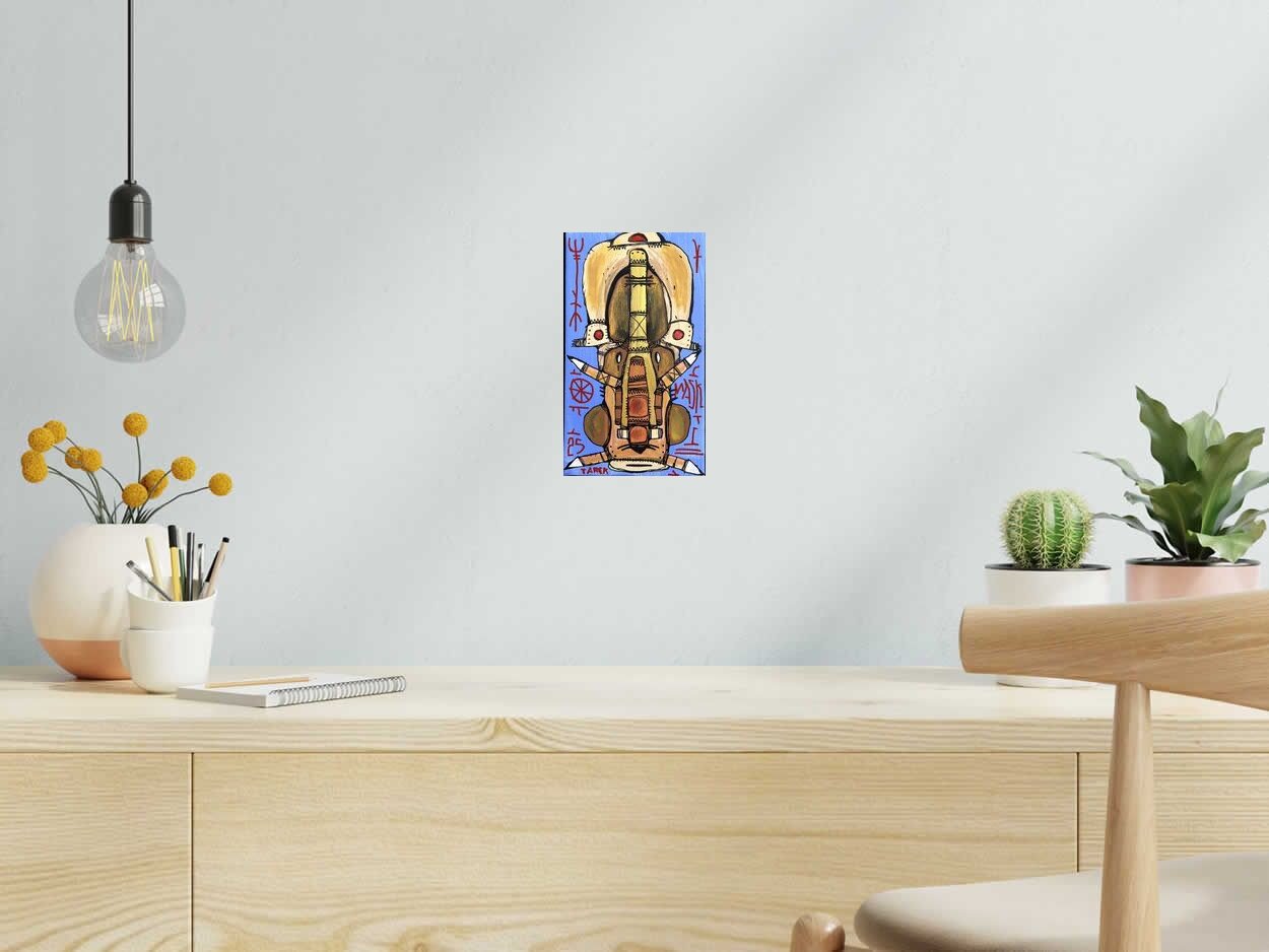 Peinture Mask de TAREK dans un intérieur – 14 × 24 cm
