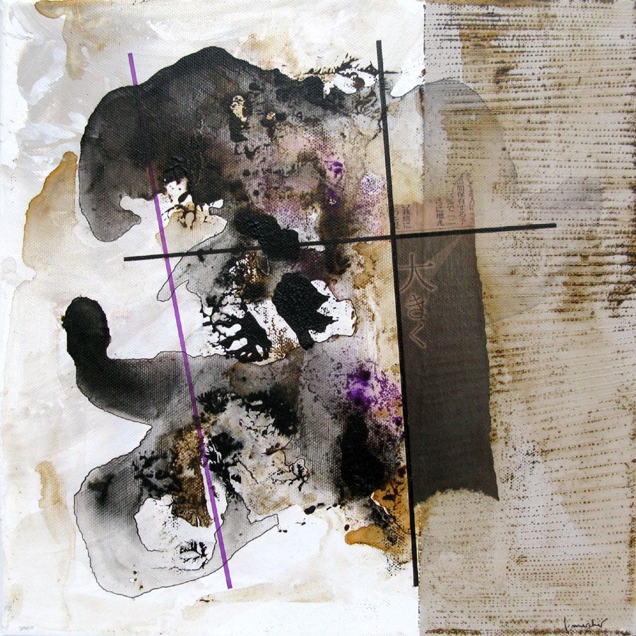Peinture mer petit format beige ENIGME – LUDOVIC MERCHER – 30 × 30 cm