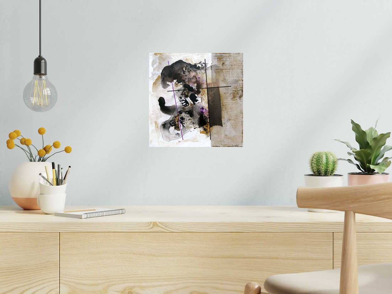 Peinture ENIGME de LUDOVIC MERCHER dans un intérieur – 30 × 30 cm
