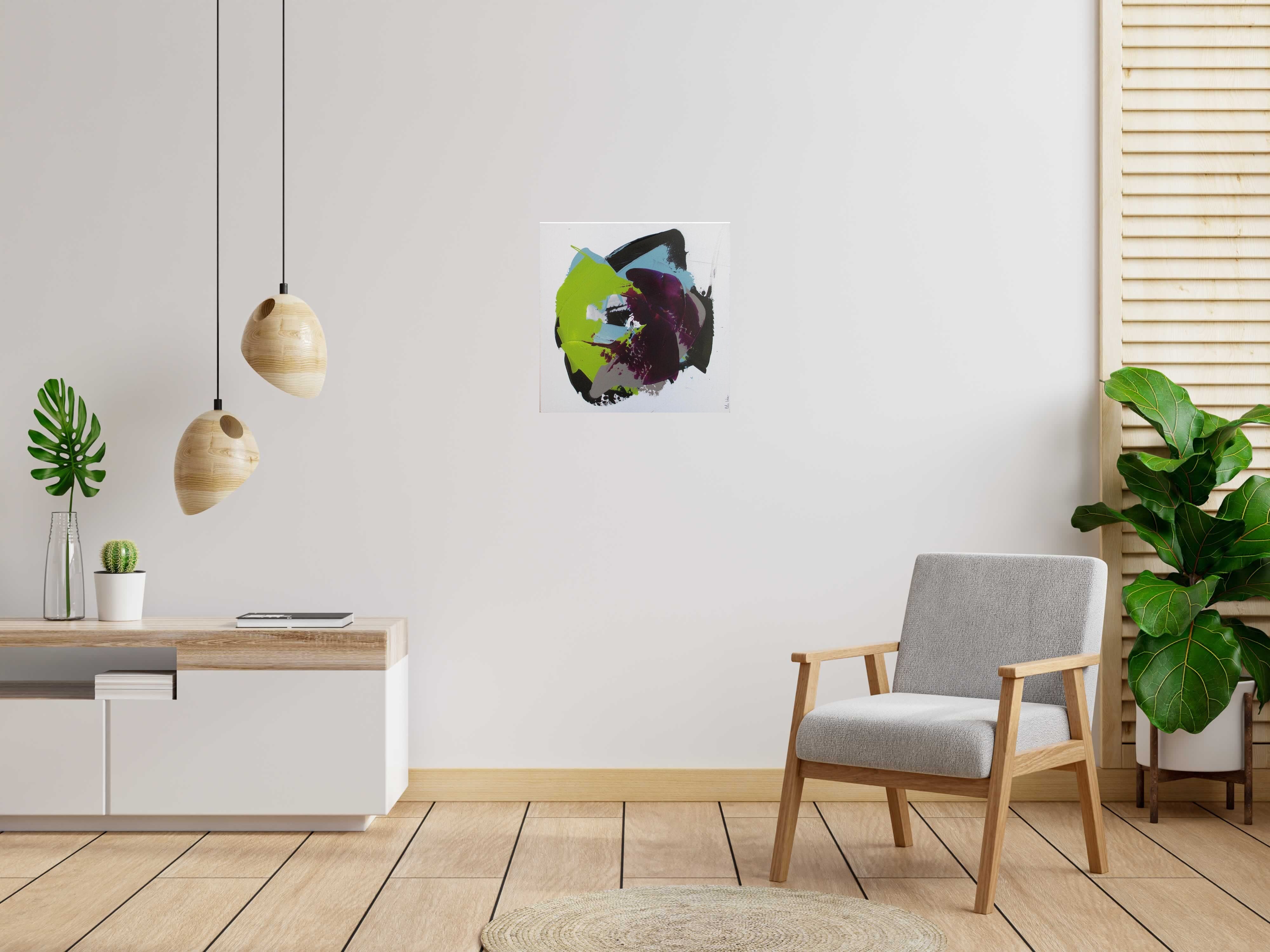 Peinture AMETHYSTE 2 de CELINE WEBER dans un intérieur – 60 × 60 cm