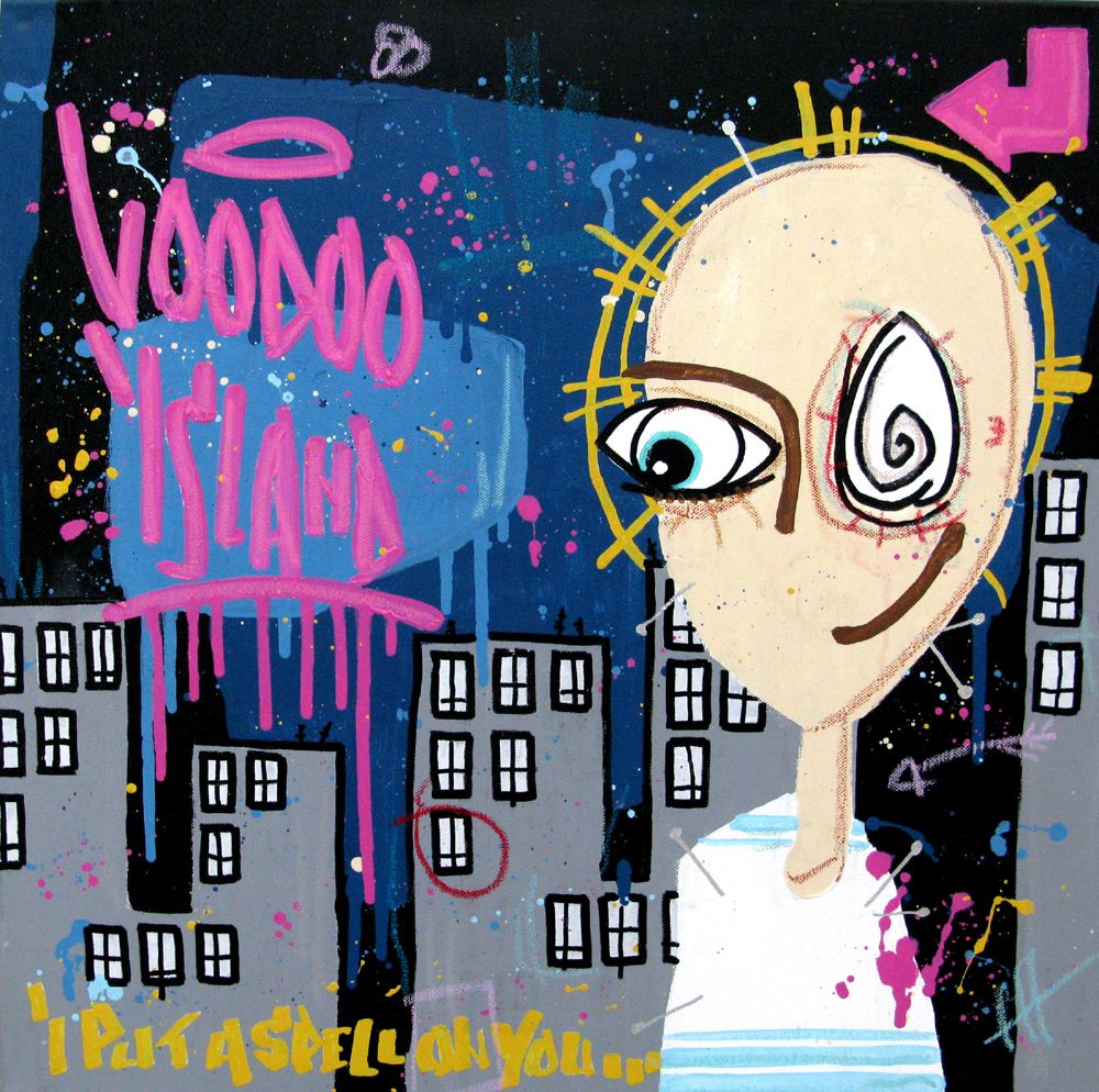 Peinture moyen format Voodoo Island – DIDIER GOMEZ – 50 × 50 cm