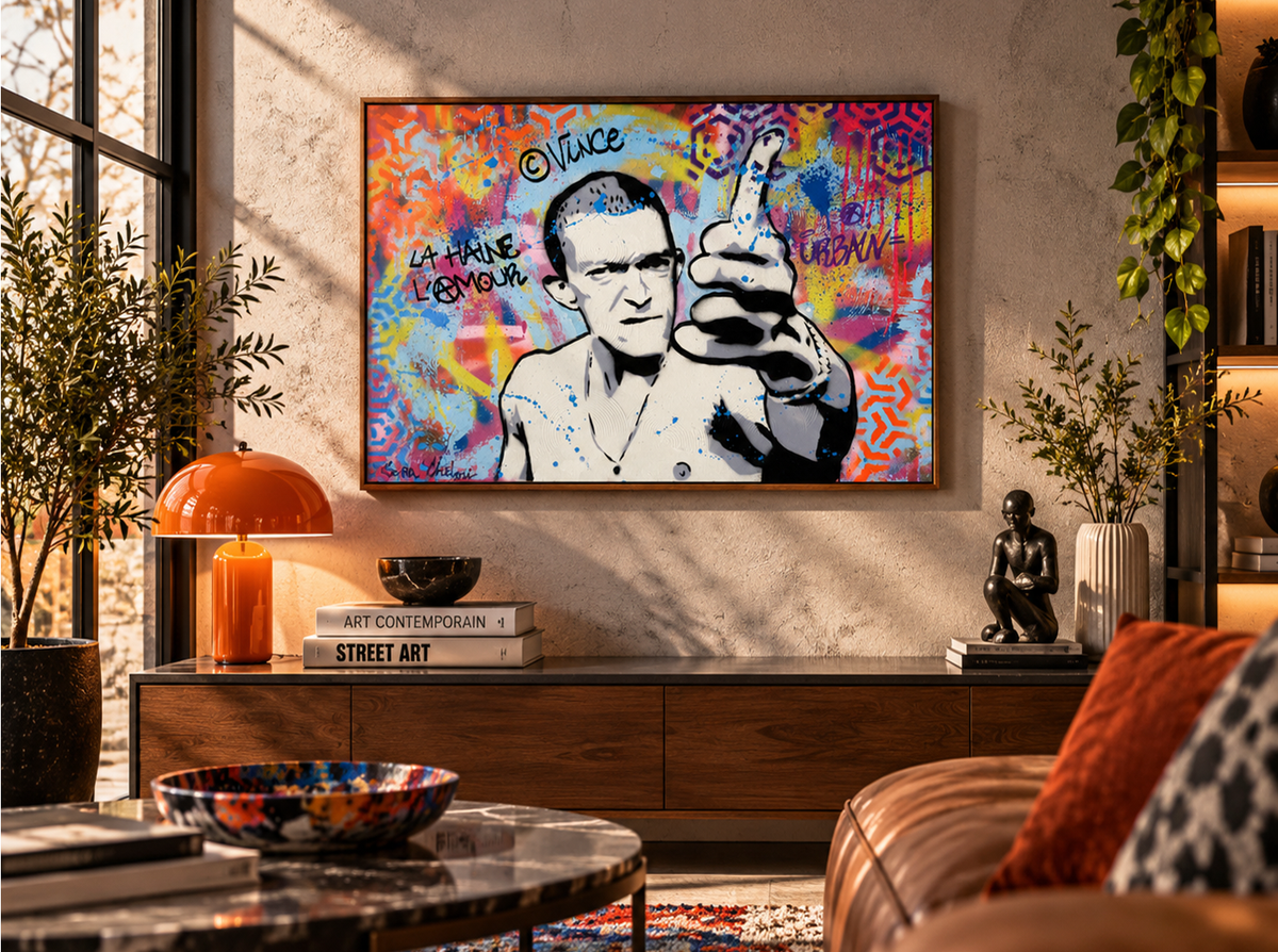 Peinture La Haine de SARA CHELOU dans un intérieur – 81 × 60 cm