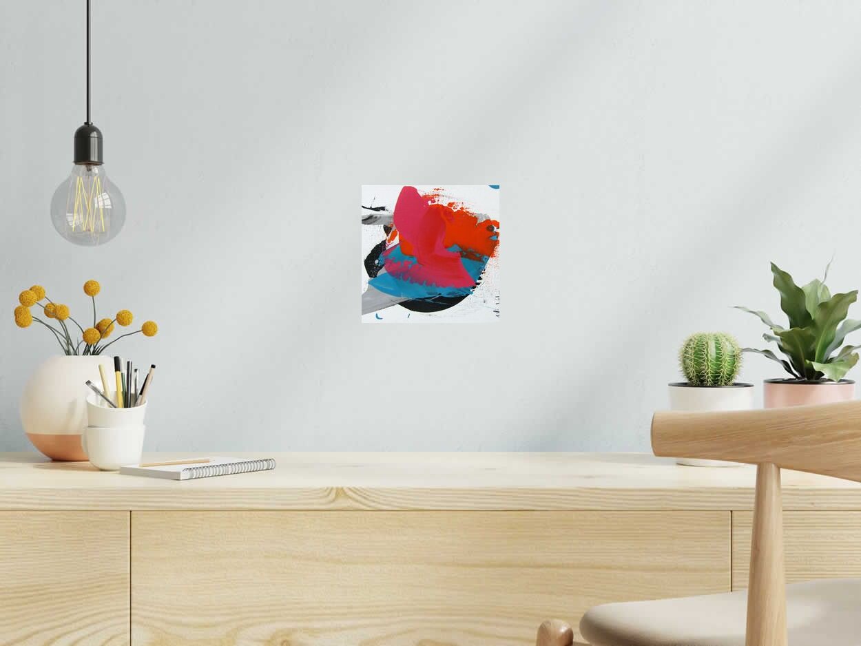 Peinture ALCHIMIE 24 de CELINE WEBER dans un intérieur – 20 × 20 cm