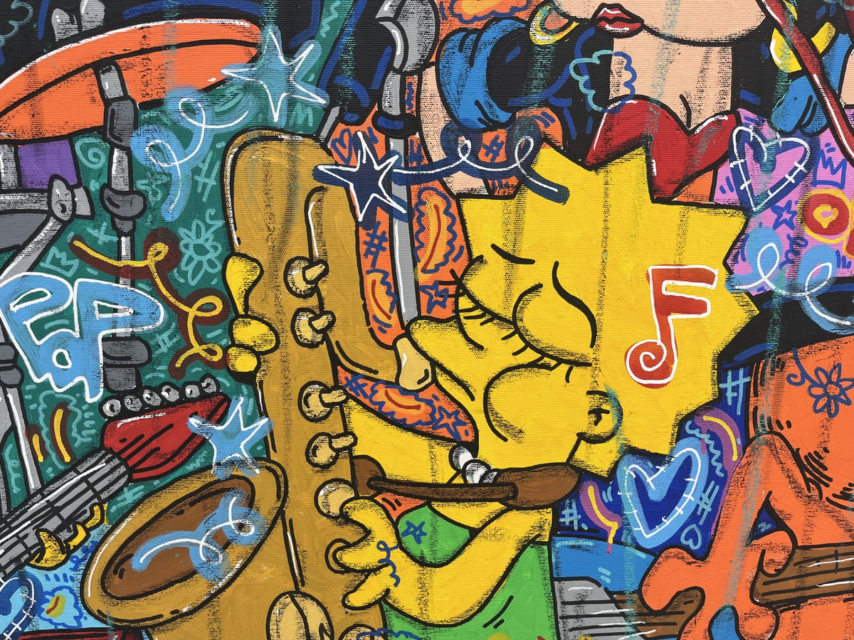 Peinture Rock Music de RICO SAB dans un intérieur – 146 × 114 cm