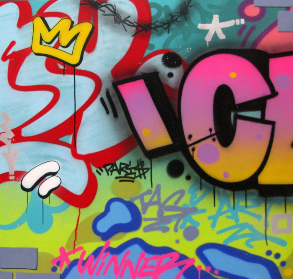 Peinture street art format xxl NEW YORK GANG – KENY – 100 × 100 cm