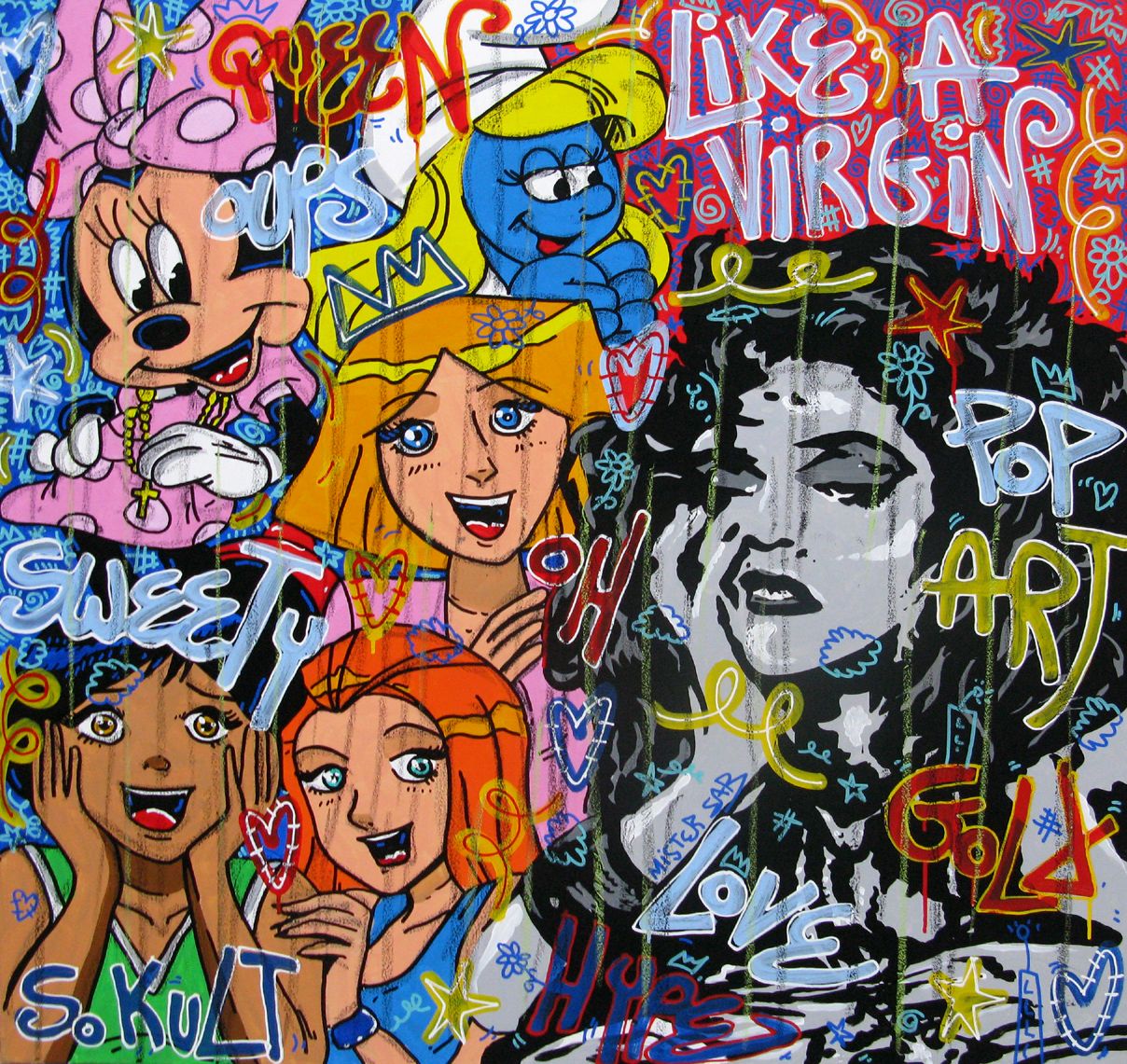 Peinture street art grand format Like a virgin – RICO SAB – 100 × 100 cm