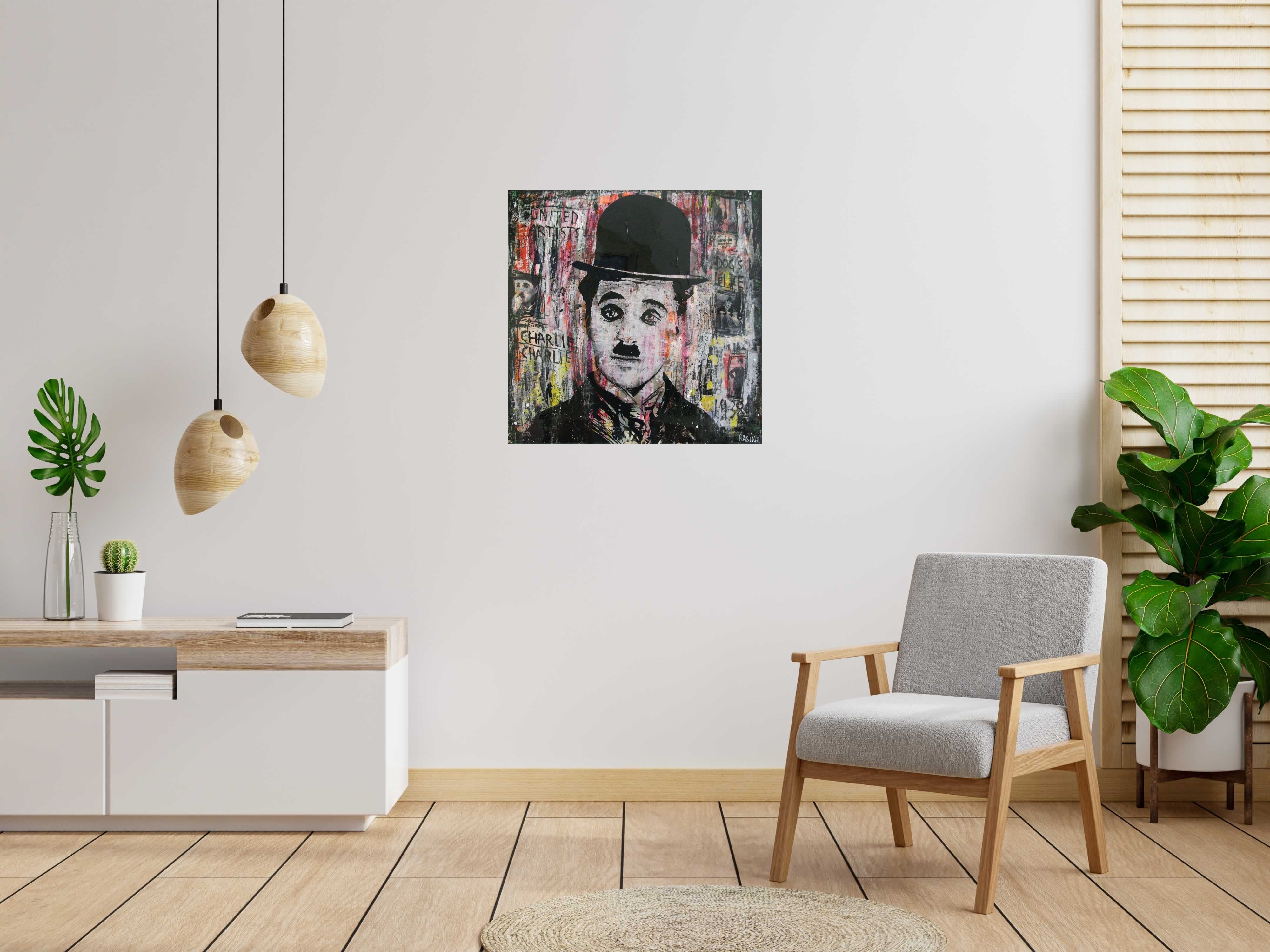 Peinture CHARLIE de THIERRY RASINE dans un intérieur – 80 × 80 cm