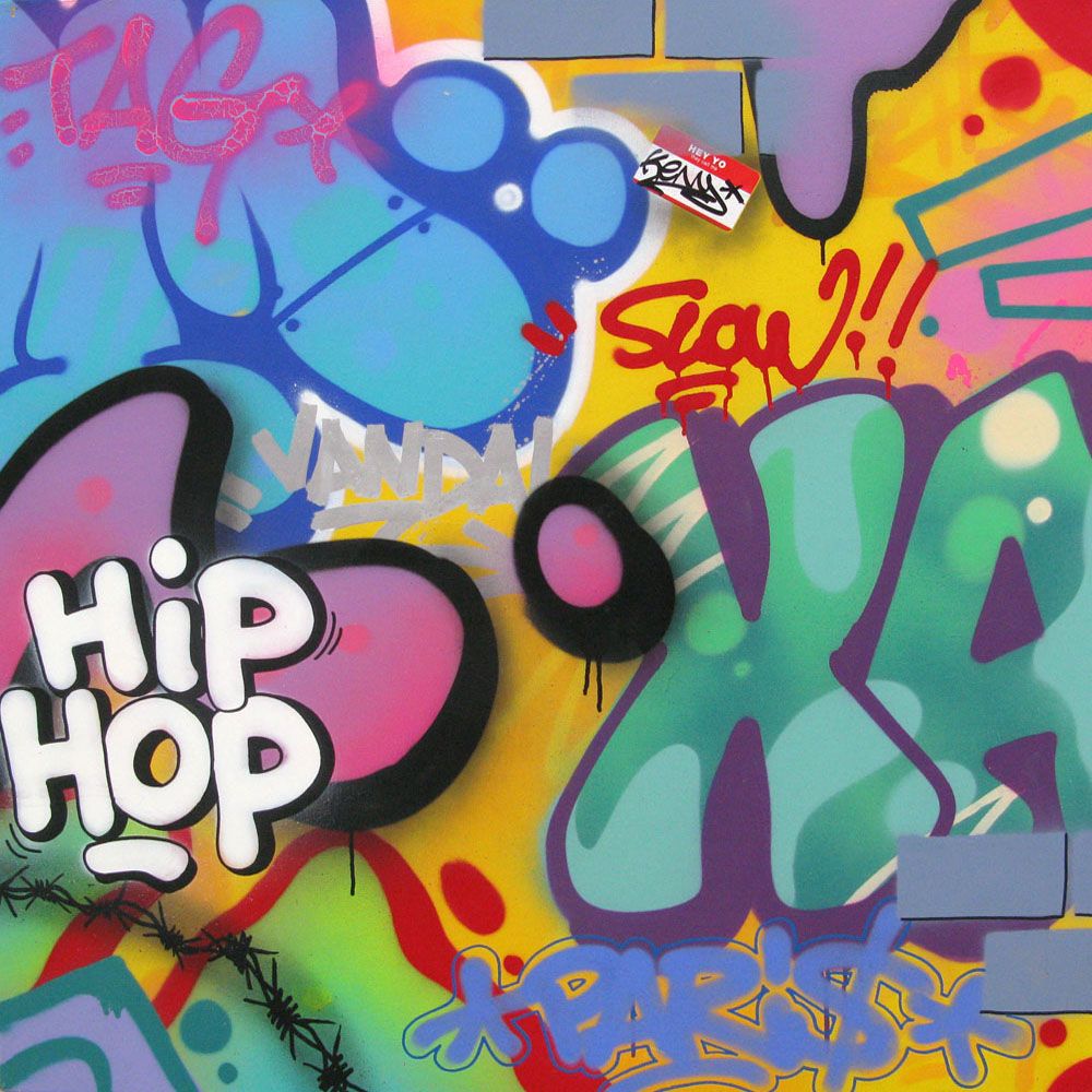 Peinture street art grande taille HIP HOP – KENY – 100 × 100 cm