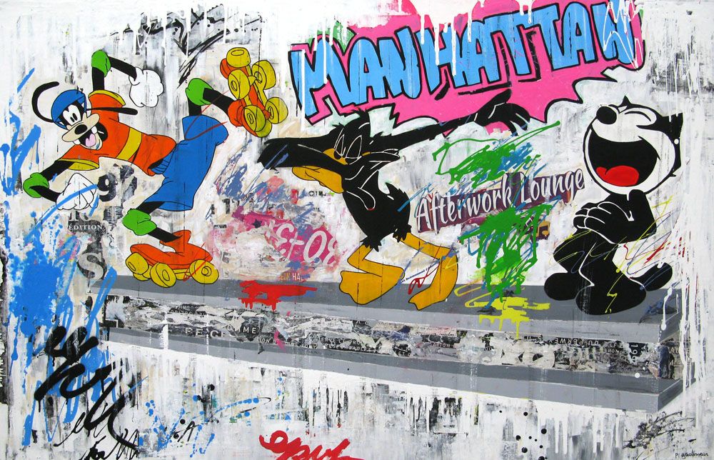 Peinture street art grande taille MANHATTAN – PATRICIA GADISSEUR – 150 × 100 cm