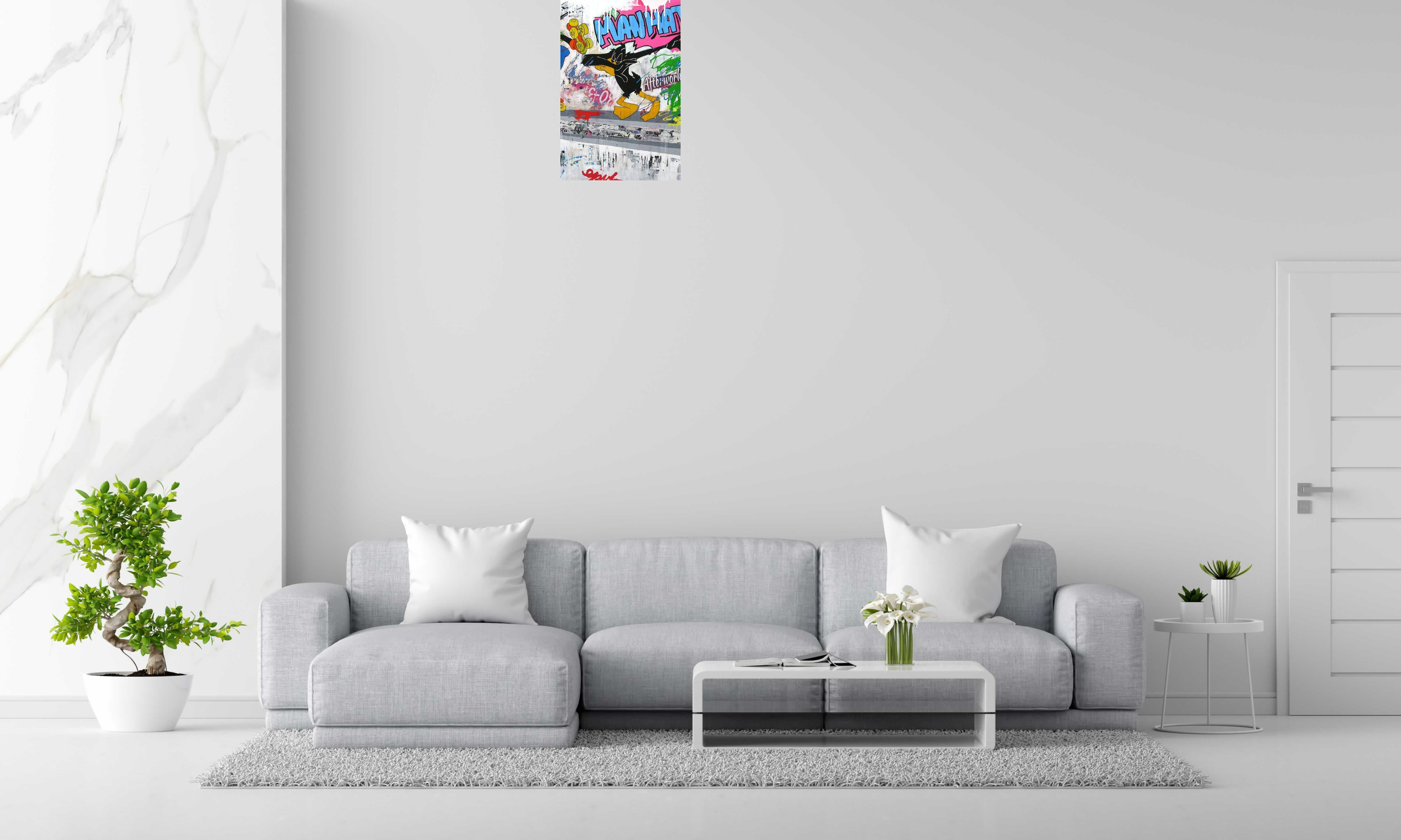 Peinture MANHATTAN de PATRICIA GADISSEUR dans un intérieur – 150 × 100 cm