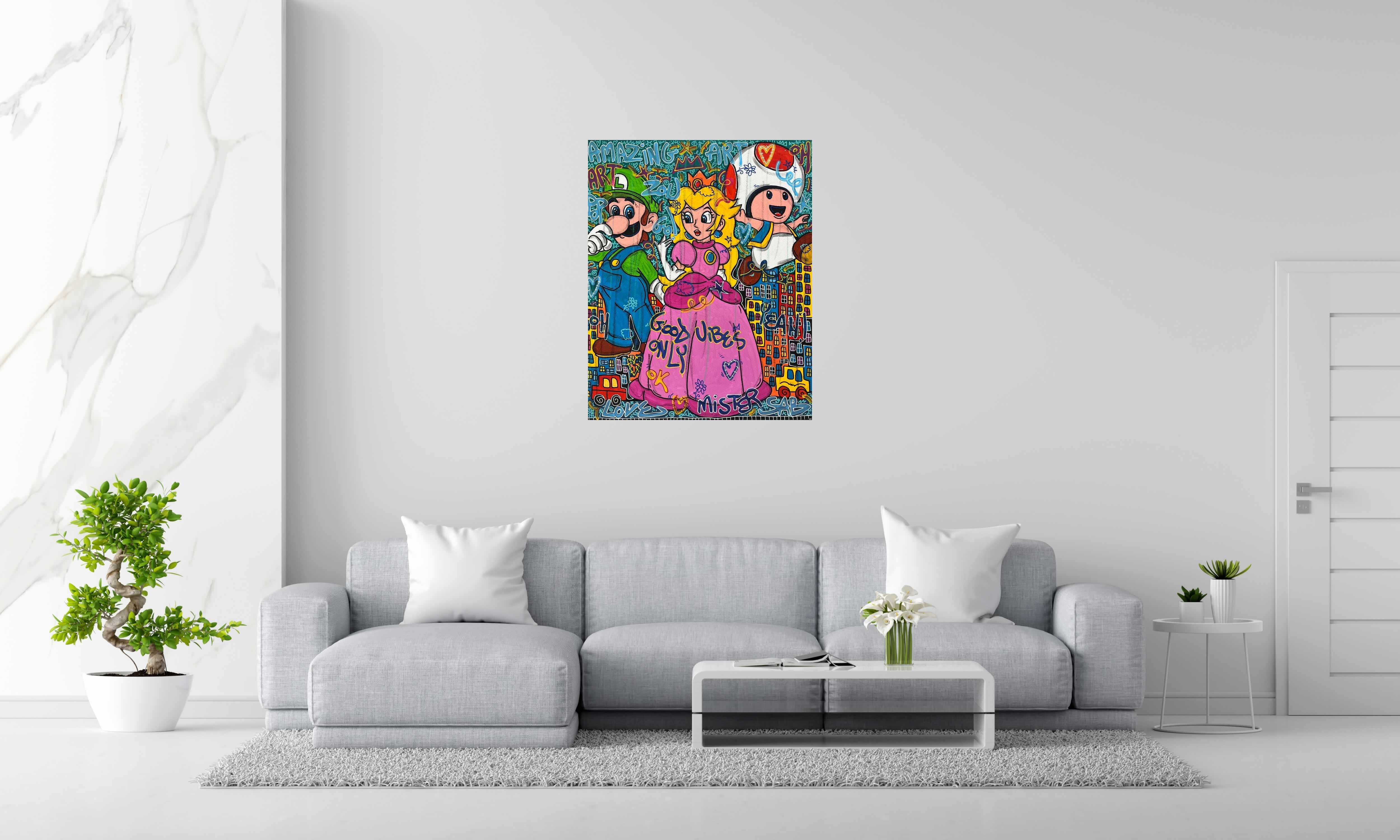 Peinture Good Vibes Only de RICO SAB dans un intérieur – 80 × 100 cm