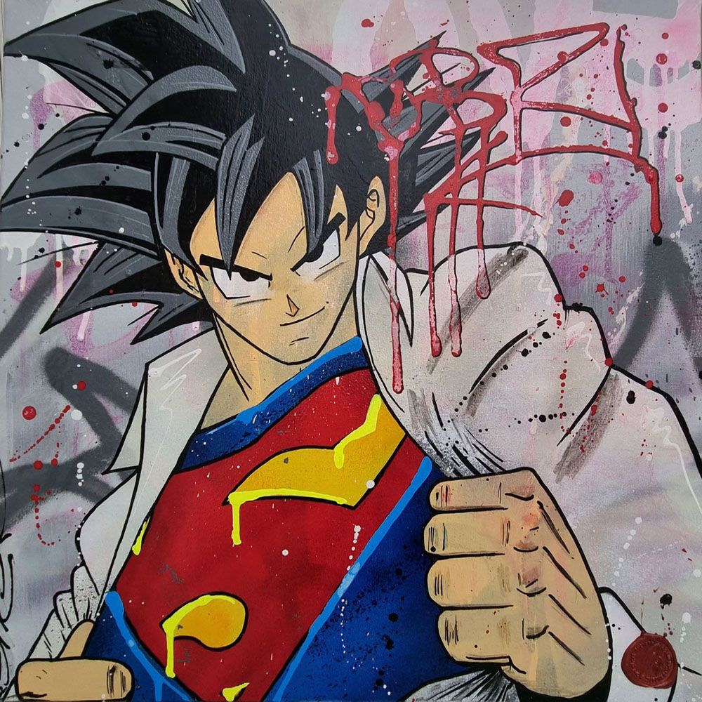 Peinture street art moyen format DBZ MAN – JUG – 50 × 50 cm
