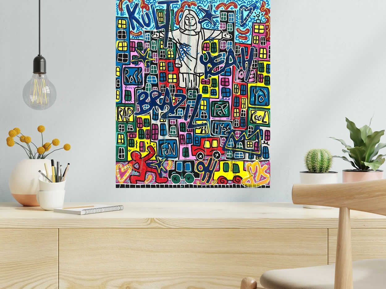 Peinture Hello Brazil de RICO SAB dans un intérieur – 50 × 61 cm